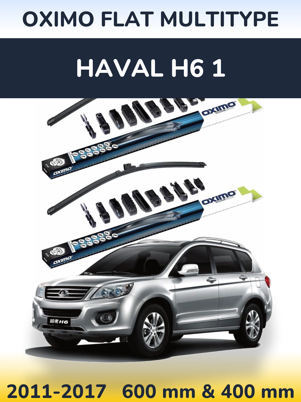 Front wiper blade set Oximo Flat MultiTipoe 600 & 400 mm for Haval H6 1 2011-2017