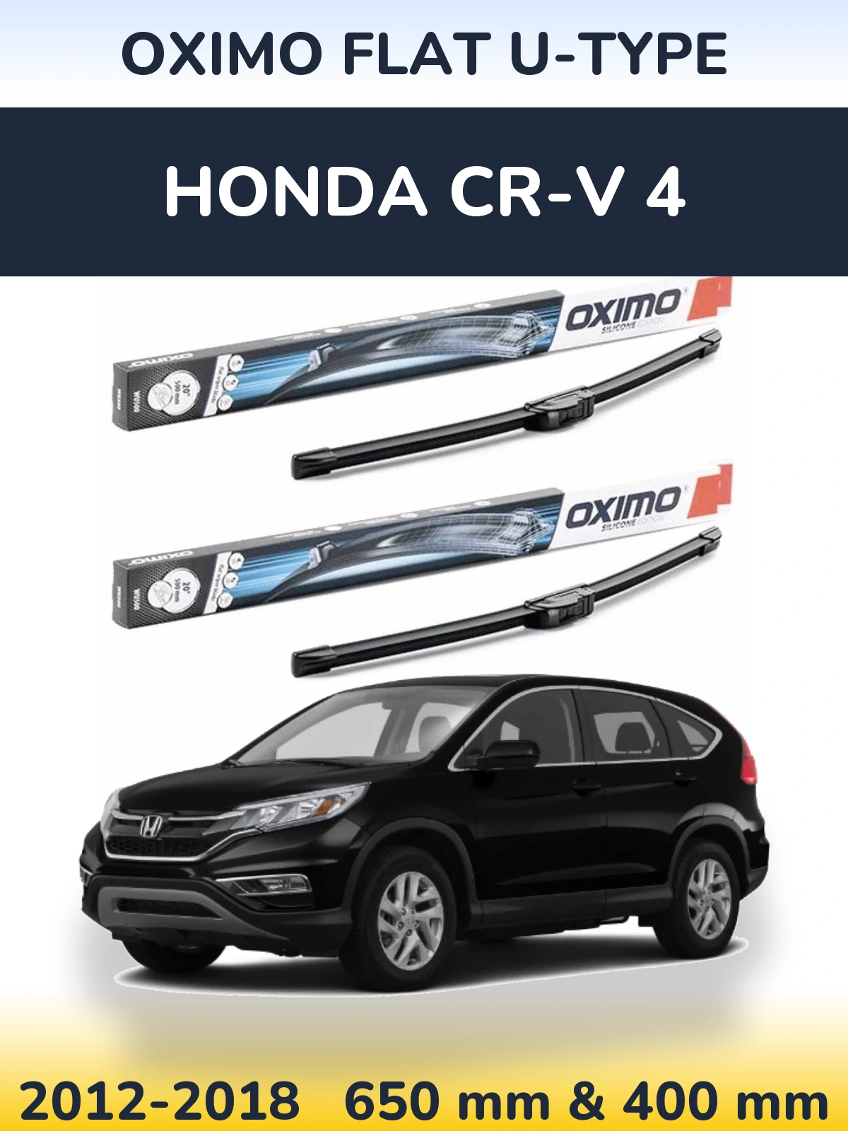 Front wiper blade set Oximo Flat U-type 650 & 400 mm for Honda CR-V 4 2012-2018