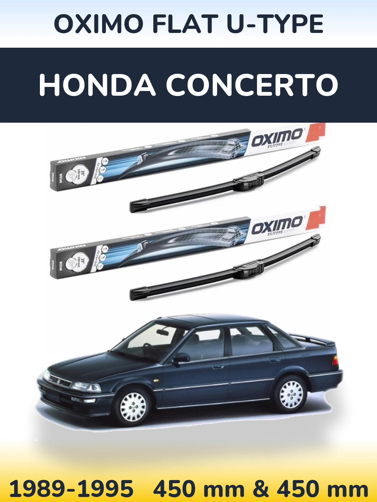 Комплект передних дворников Oximo Flat U-type 450 & 450 мм для Honda Concerto 1989-1995