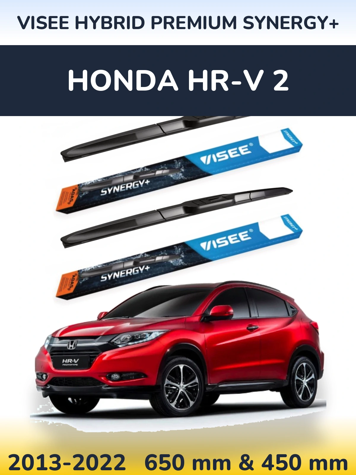 Комплект передних дворников VISEE HYBRID PREMIUM SYNERGY+ 650 & 450 мм для Honda HR-V 2 2013-2022