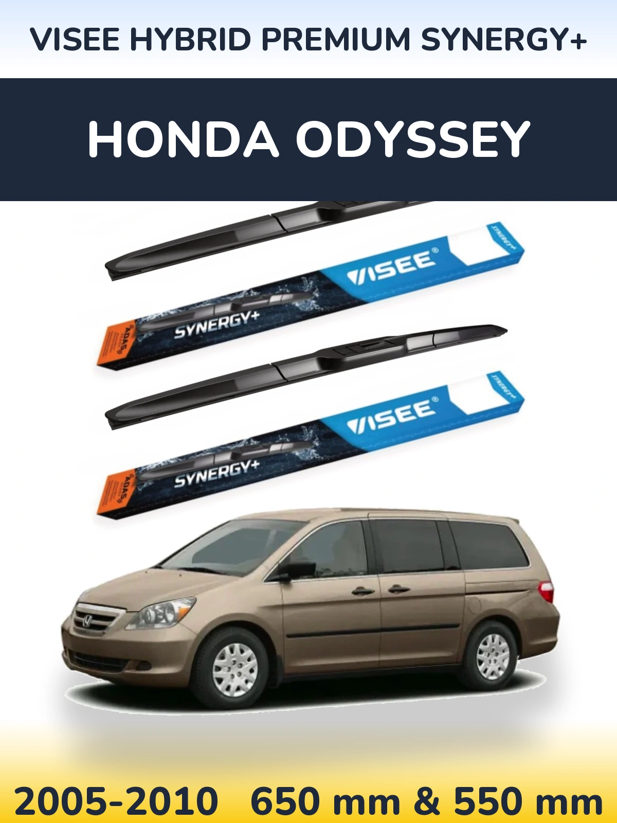 Комплект передних дворников VISEE HYBRID PREMIUM SYNERGY+ 650 & 550 мм для Honda Odyssey 2005-2010