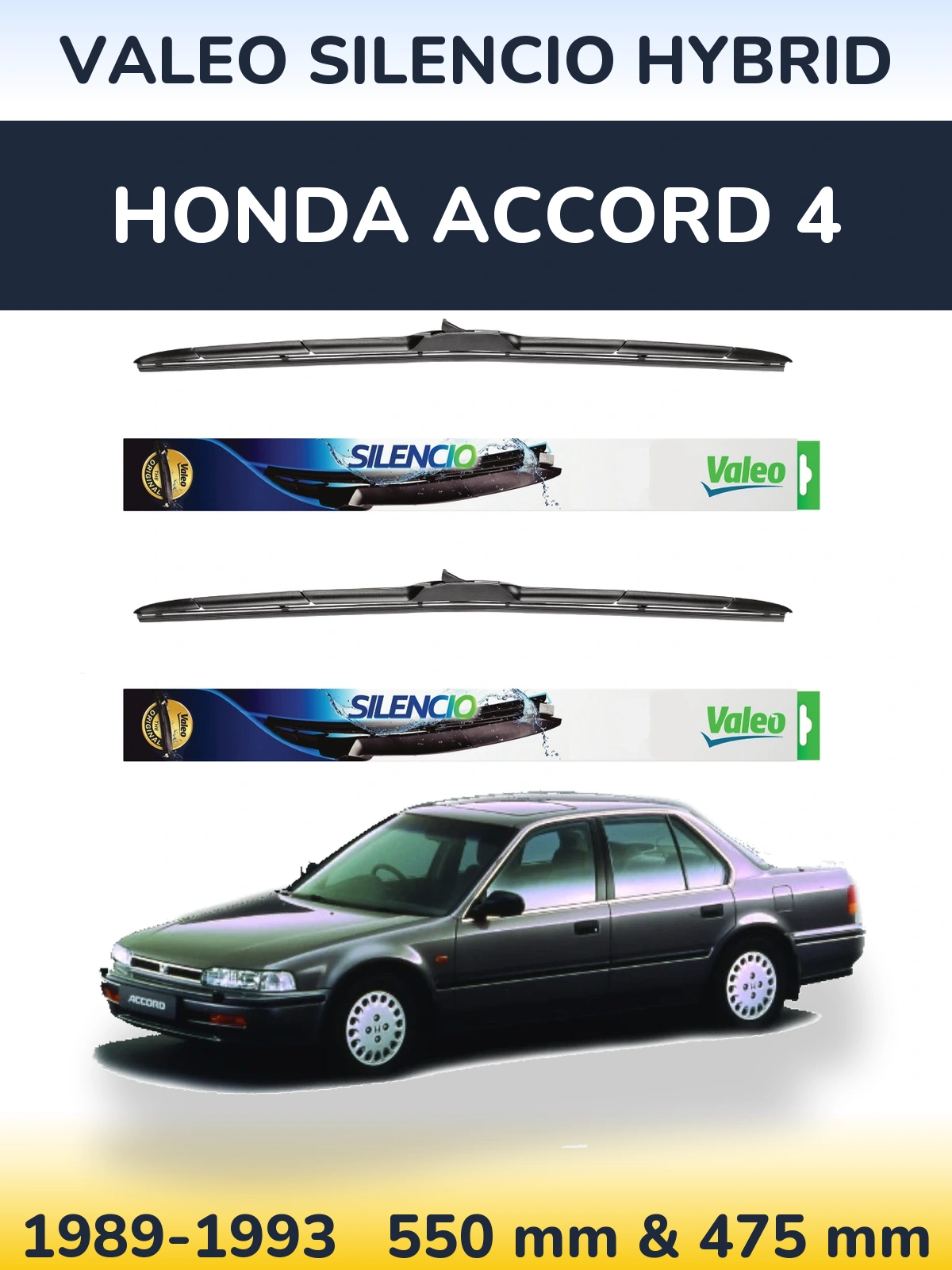 Комплект передніх щіток Valeo Silencio Hybrid 550 & 475 мм для Honda Accord 4 1989-1993