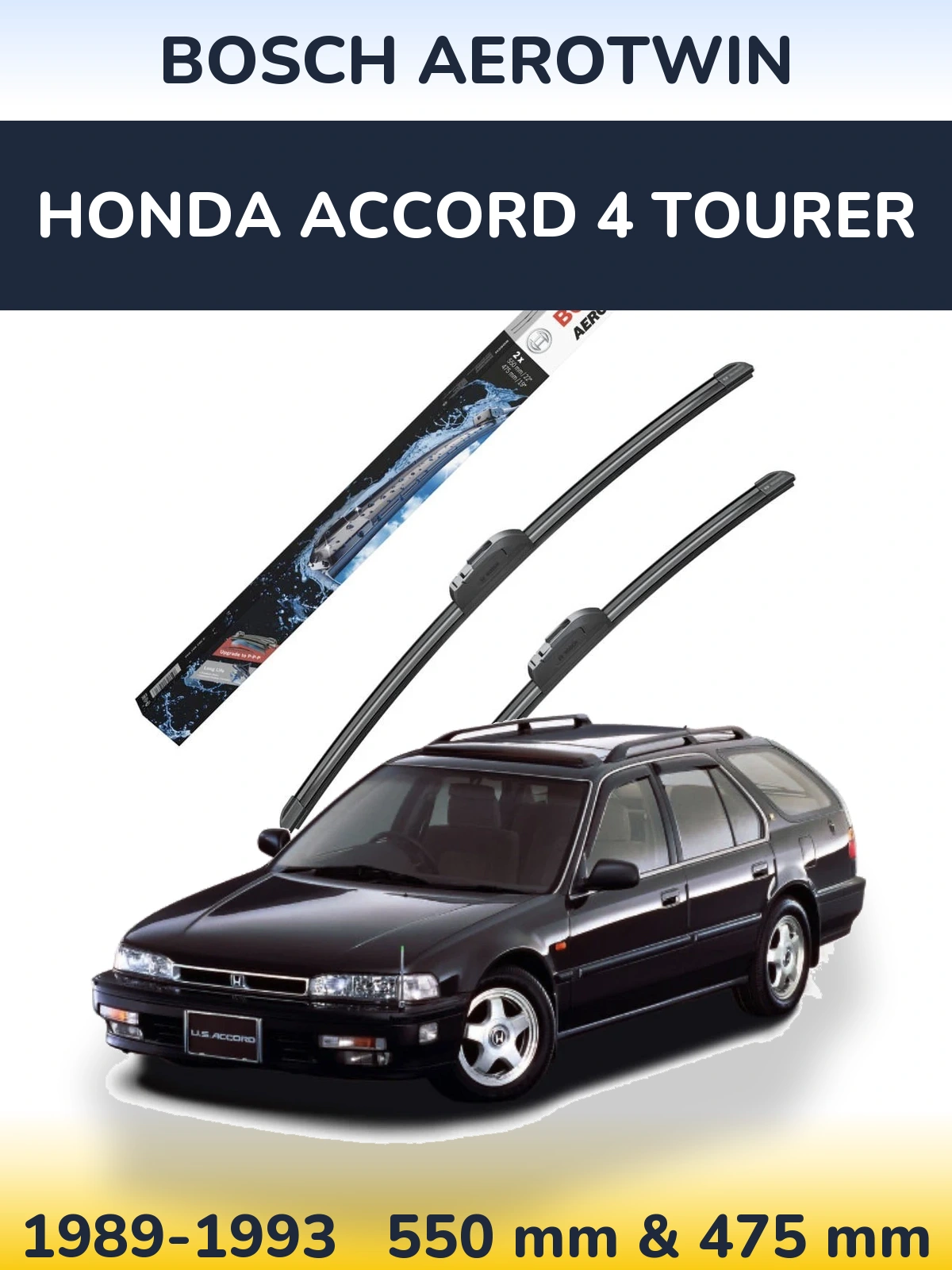 Комплект передніх щіток BOSCH AeroTwin 550 & 475 мм для Honda Accord 4 Tourer 1989-1993