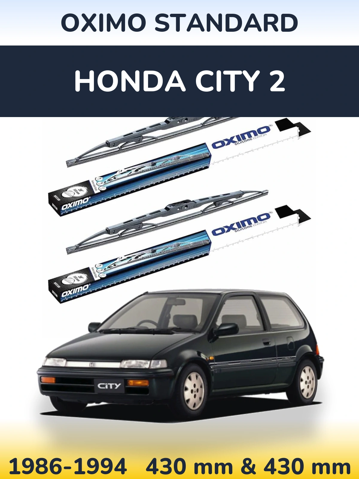 Front wiper blade set Oximo Standard 425 & 425 mm for Honda City 2 1986-1994