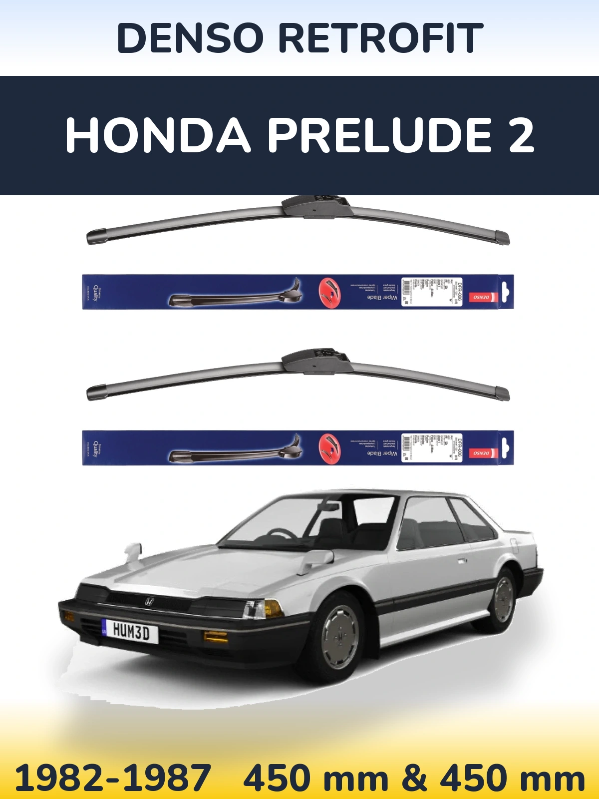 Комплект передних дворников Denso Retrofit 450 & 450 мм для Honda Prelude 2 1982-1987