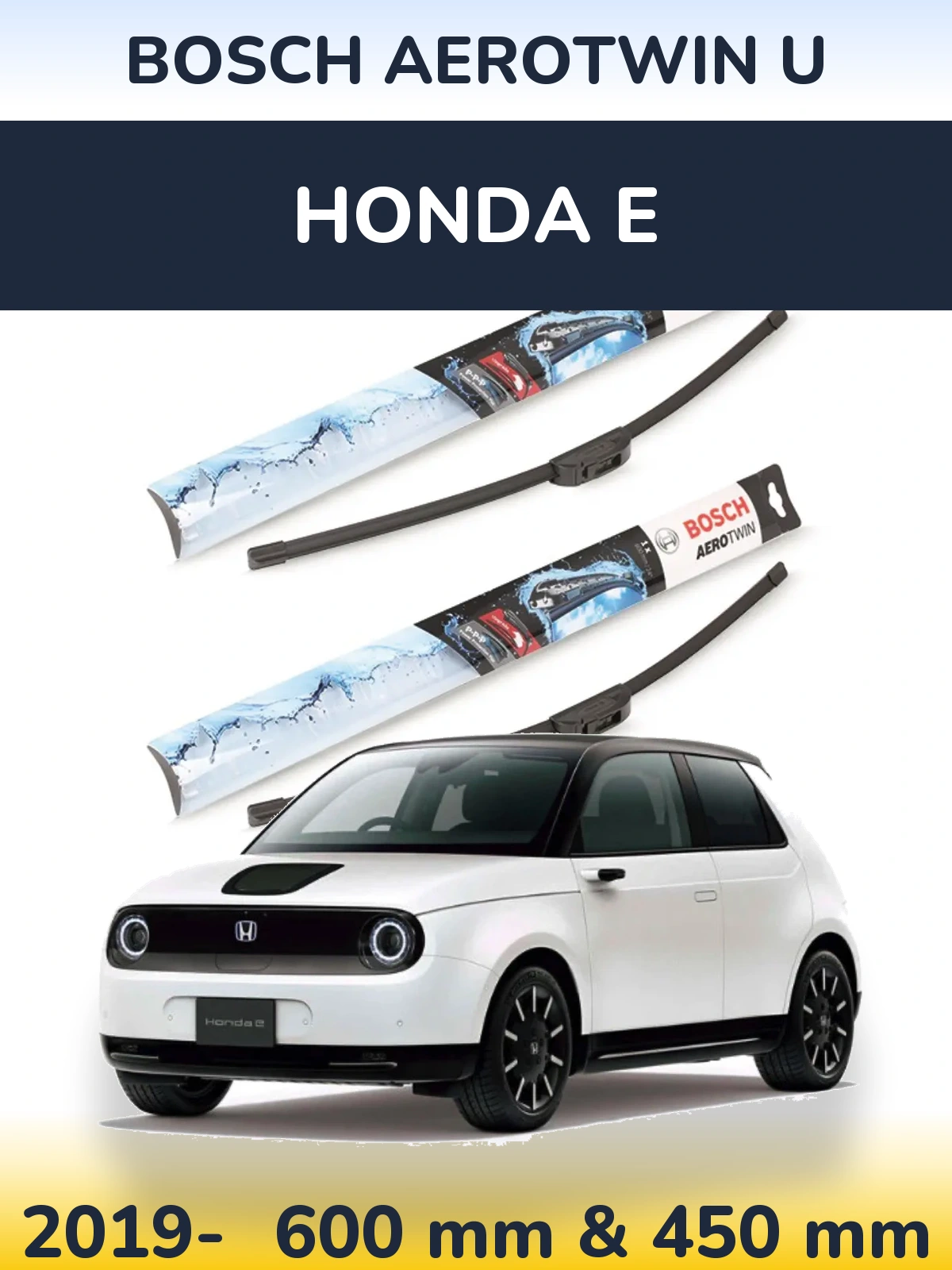 Комплект передніх щіток BOSCH AeroTwin U 600 & 450 мм для Honda E 2019-2026