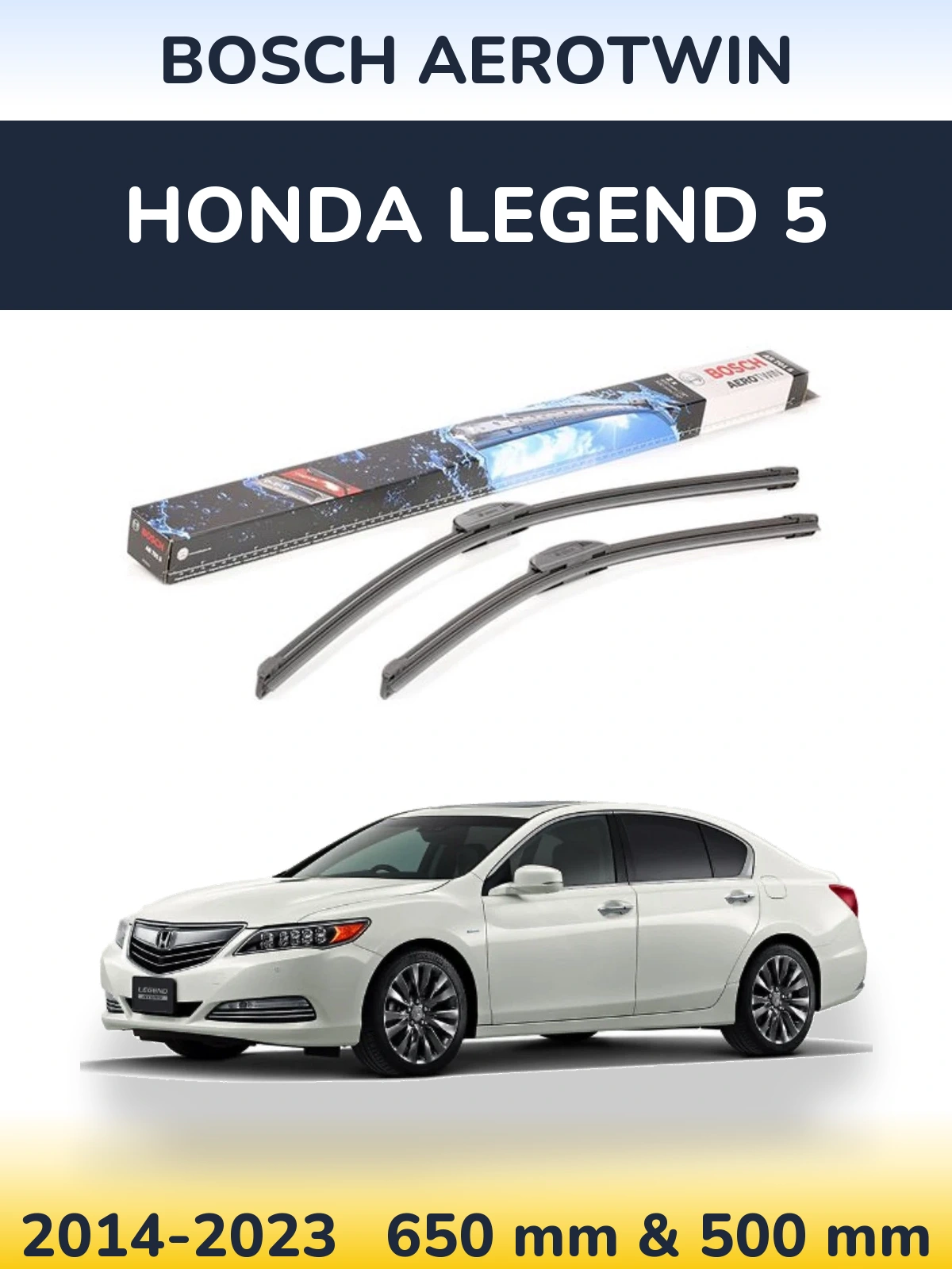 Комплект передніх щіток BOSCH AeroTwin 650 & 500 мм для Honda Legend 5 2014-2023