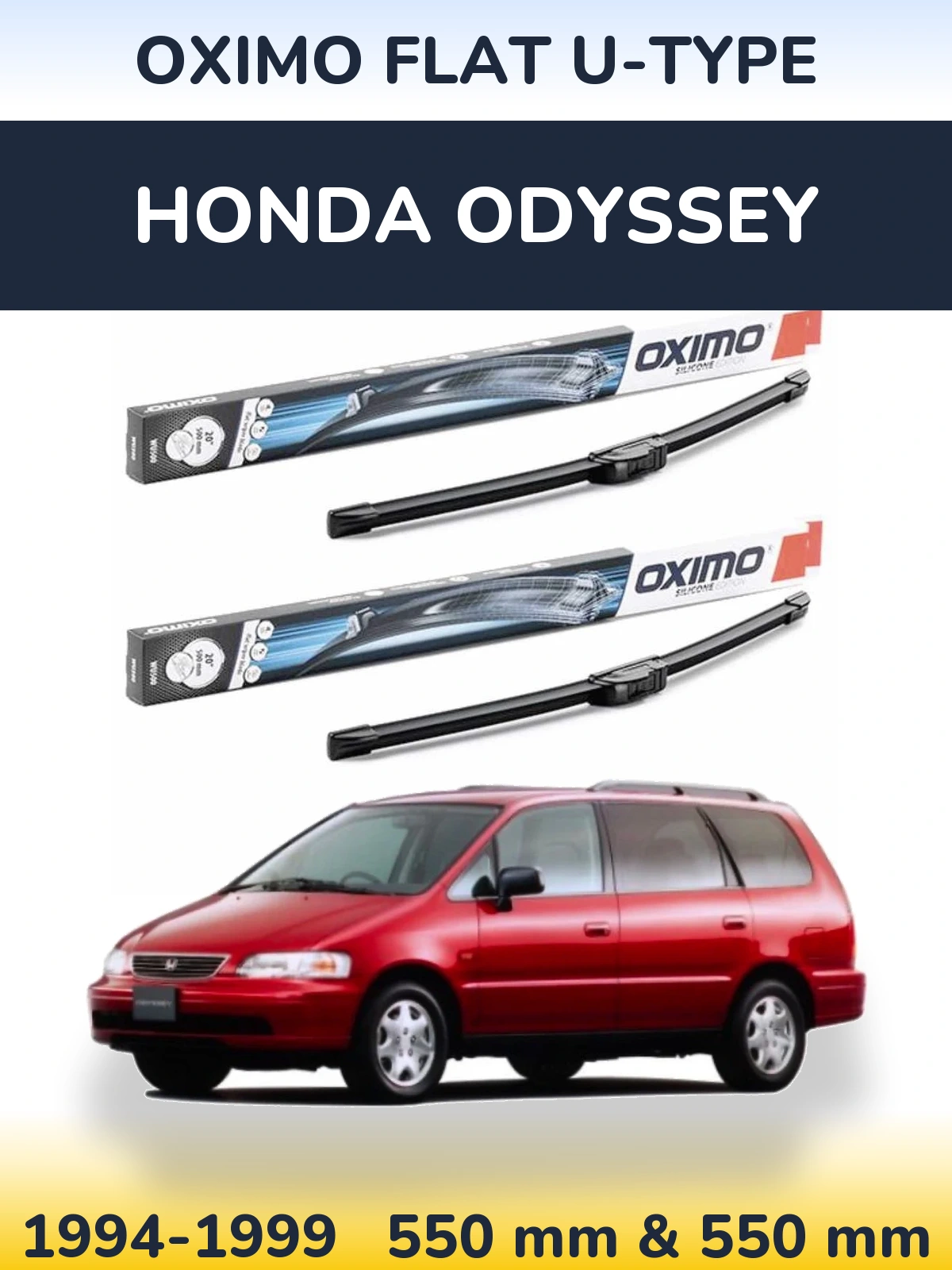 Front wiper blade set Oximo Flat U-type 550 & 550 mm for Honda Odyssey 1994-1999