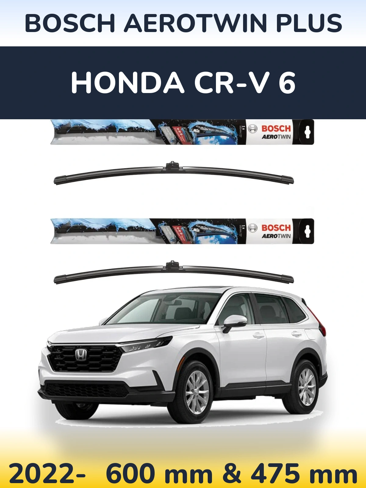 Комплект передніх щіток BOSCH AeroTwin Plus 600 & 475 мм для Honda CR-V 6 2022-2026