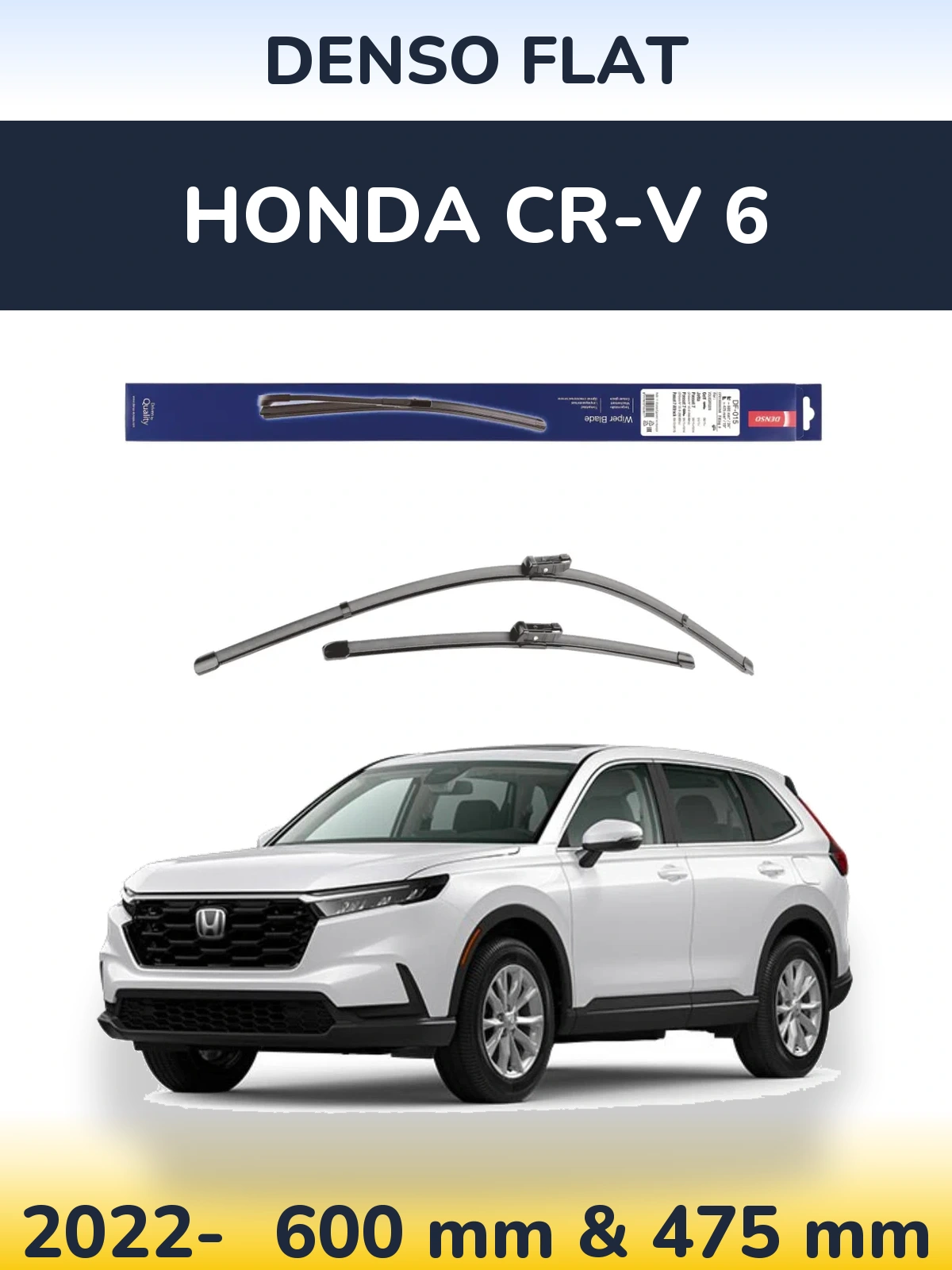 Комплект передніх щіток Denso Flat 600 & 475 мм для Honda CR-V 6 2022-2026