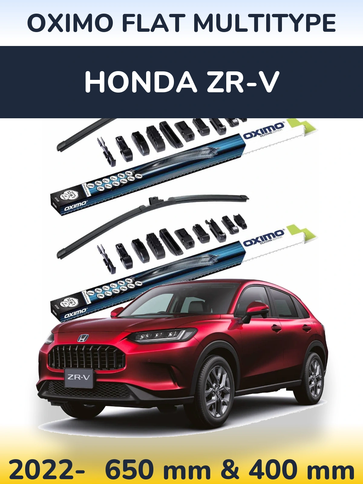 Front wiper blade set Oximo Flat MultiTipoe 650 & 400 mm for Honda ZR-V 2022-2026
