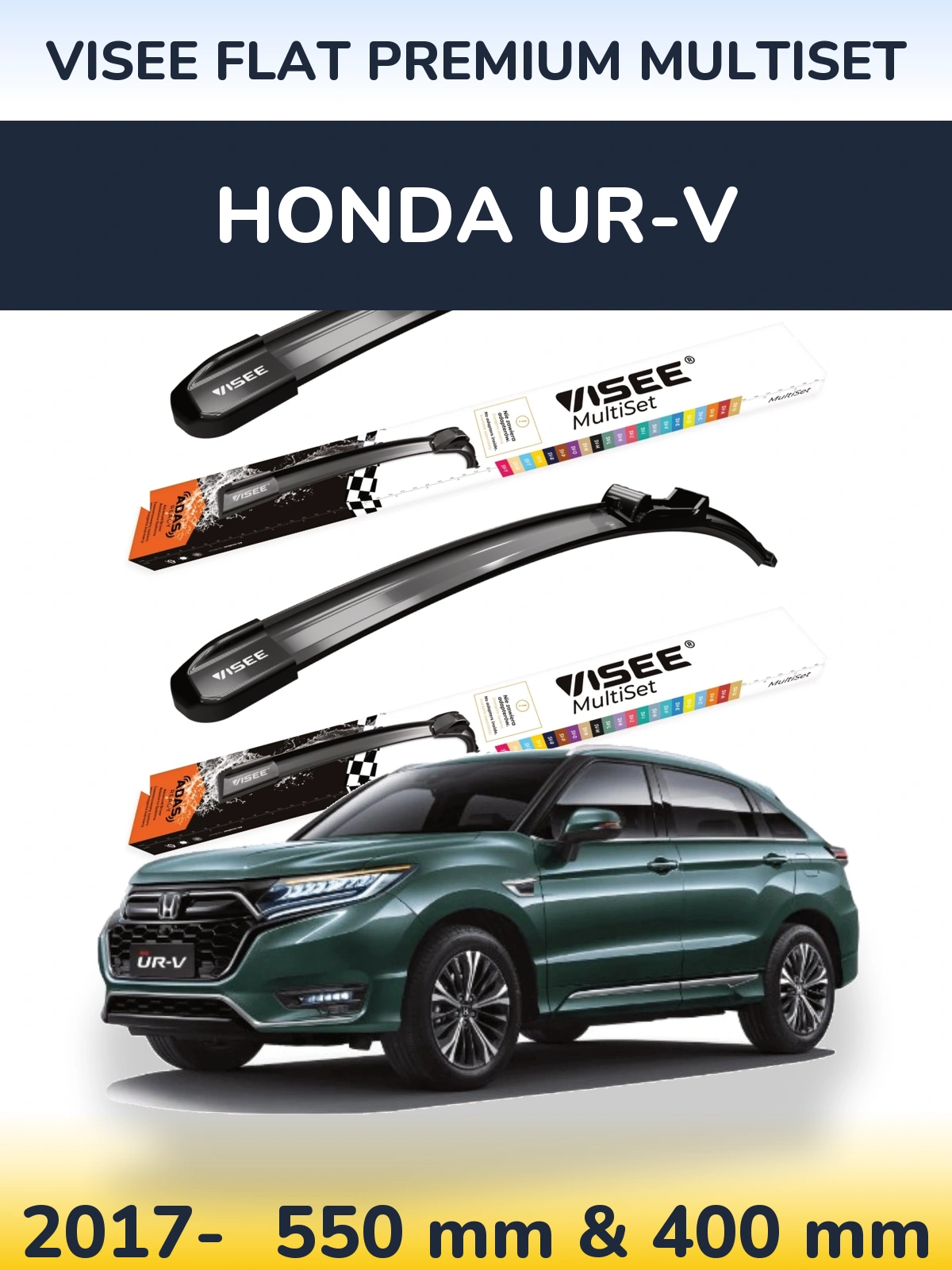 Front wiper blade set VISEE FLAT PREMIUM MultiSet 550 & 400 mm for Honda UR-V 2017-2026