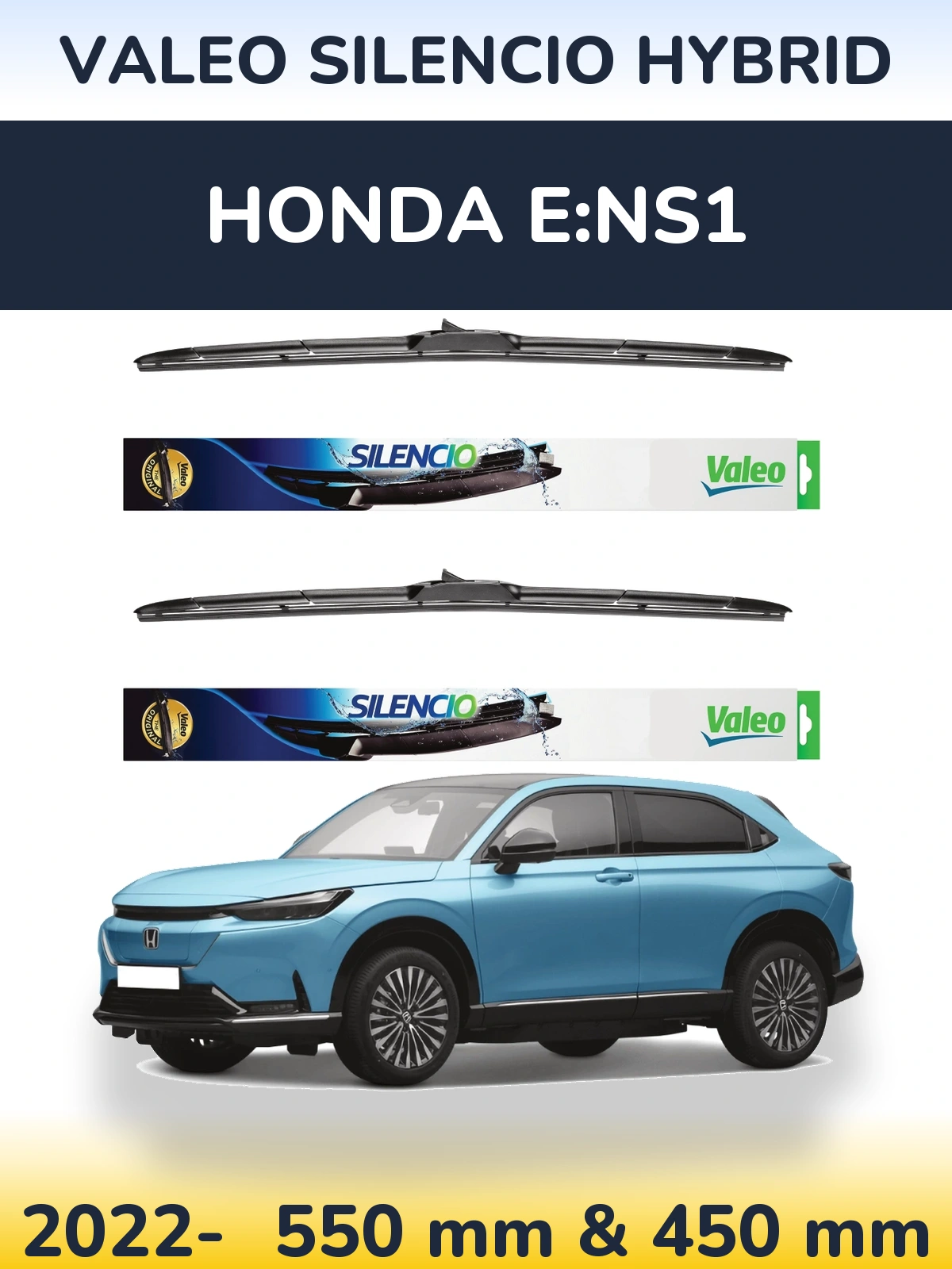 Комплект передніх щіток Valeo Silencio Hybrid 550 & 450 мм для Honda e:NS1 2022-2026