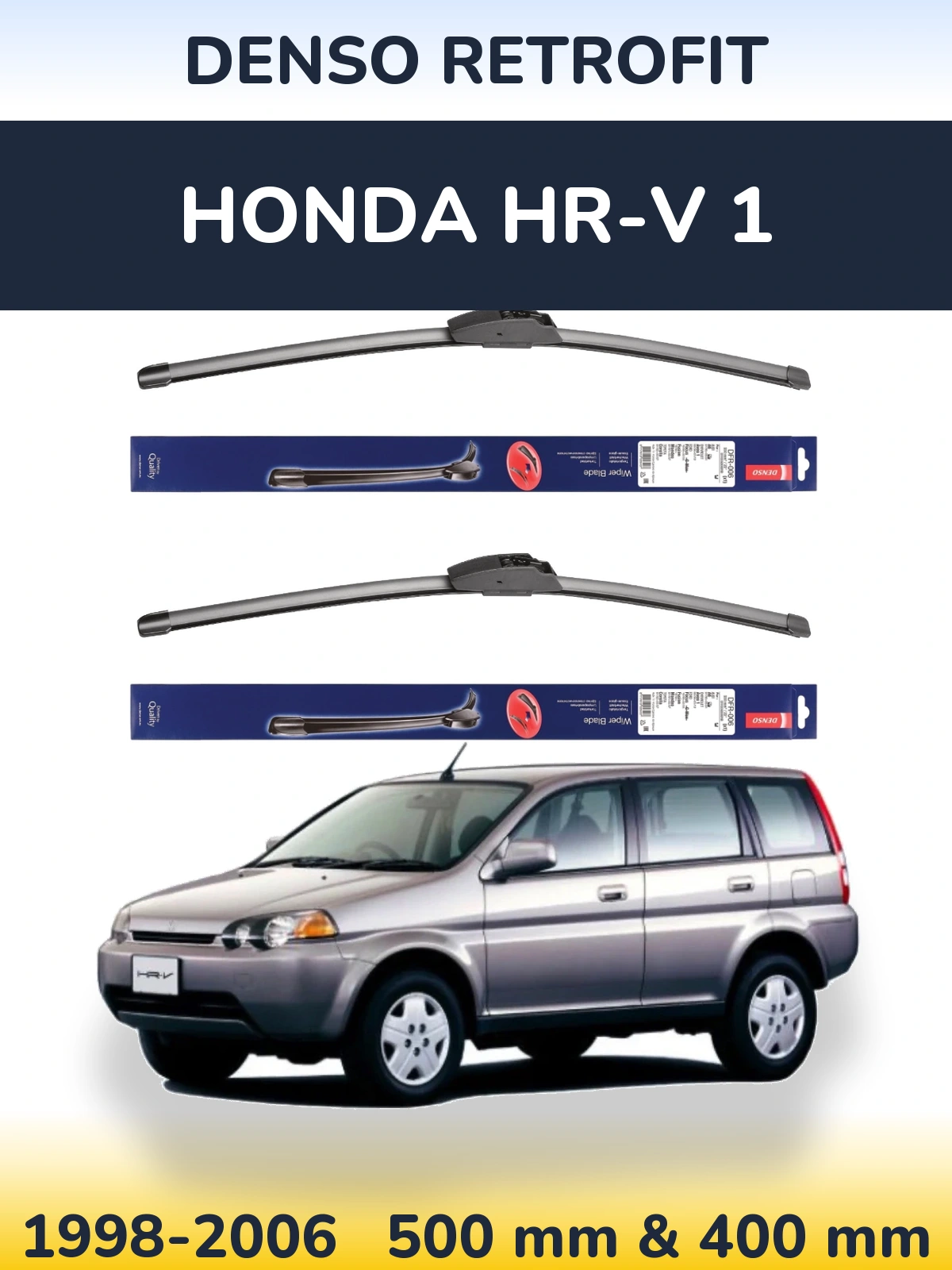 Front wiper blade set Denso Retrofit 500 & 400 mm for Honda HR-V 1 1998-2006