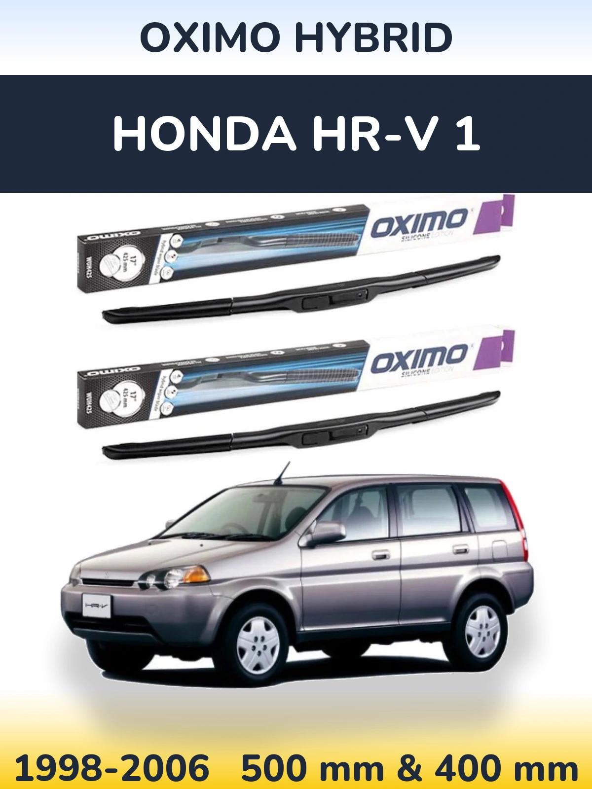 Front wiper blade set Oximo Hybrid 500 & 400 mm for Honda HR-V 1 1998-2006