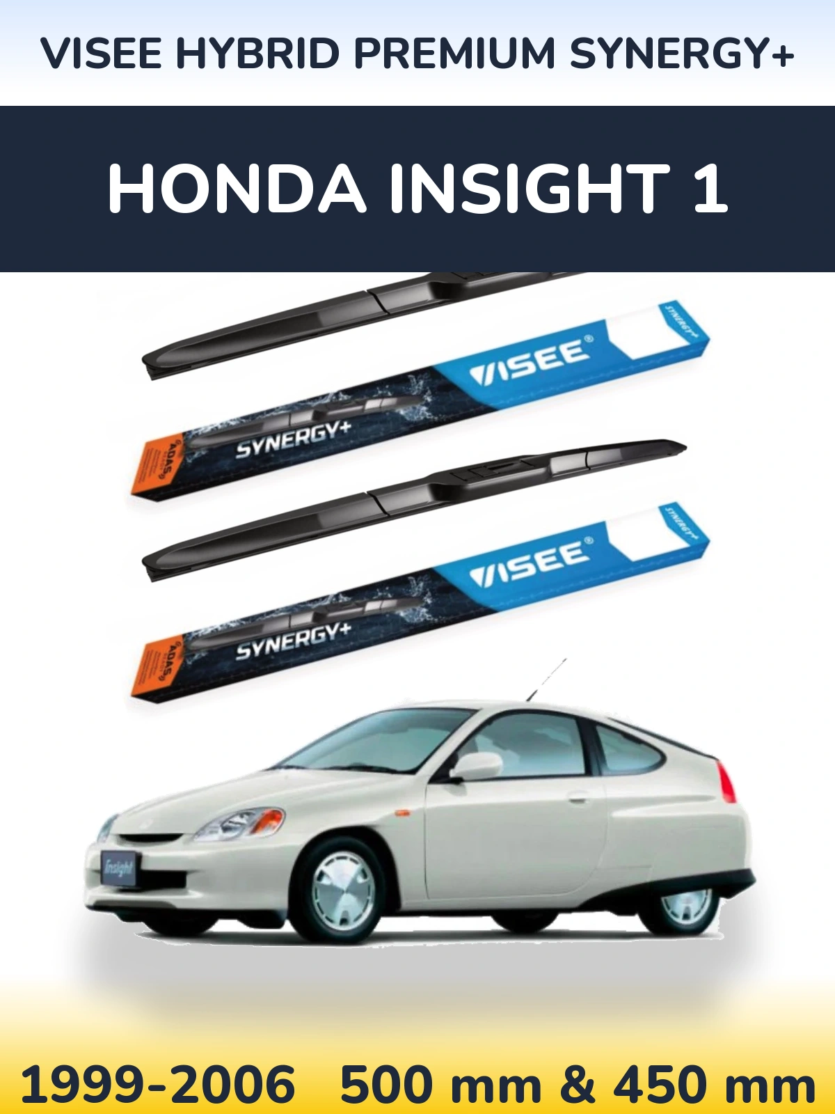 Комплект передних дворников VISEE HYBRID PREMIUM SYNERGY+ 500 & 450 мм для Honda Insight 1 1999-2006