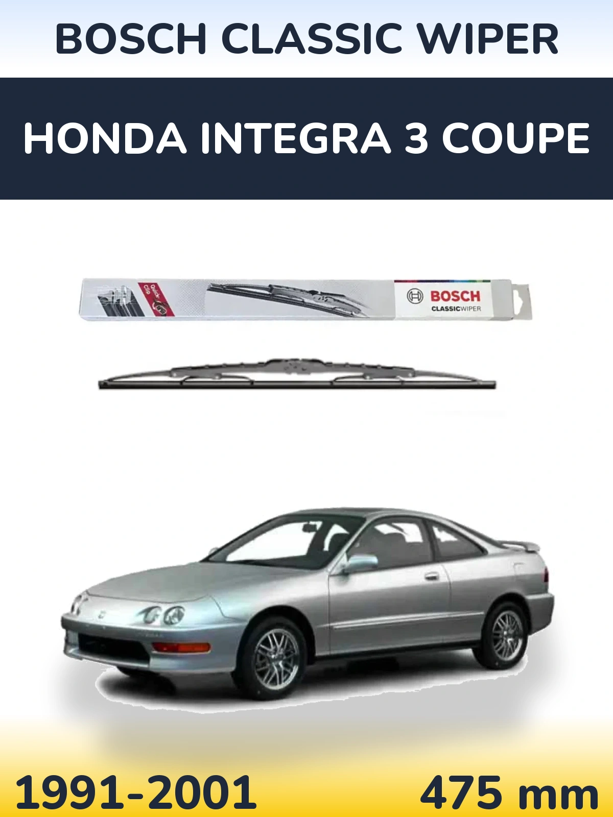 Задний дворник BOSCH Classic Wiper 475 мм для Honda Integra 3 coupe 1991-2001