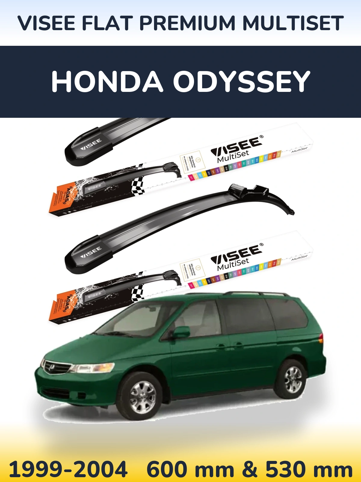Front wiper blade set VISEE FLAT PREMIUM MultiSet 600 & 530 mm for Honda Odyssey 1999-2004