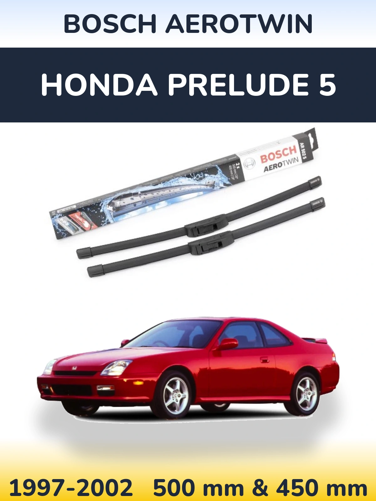 Комплект передних дворников BOSCH AeroTwin 500 & 450 мм для Honda Prelude 5 1997-2002