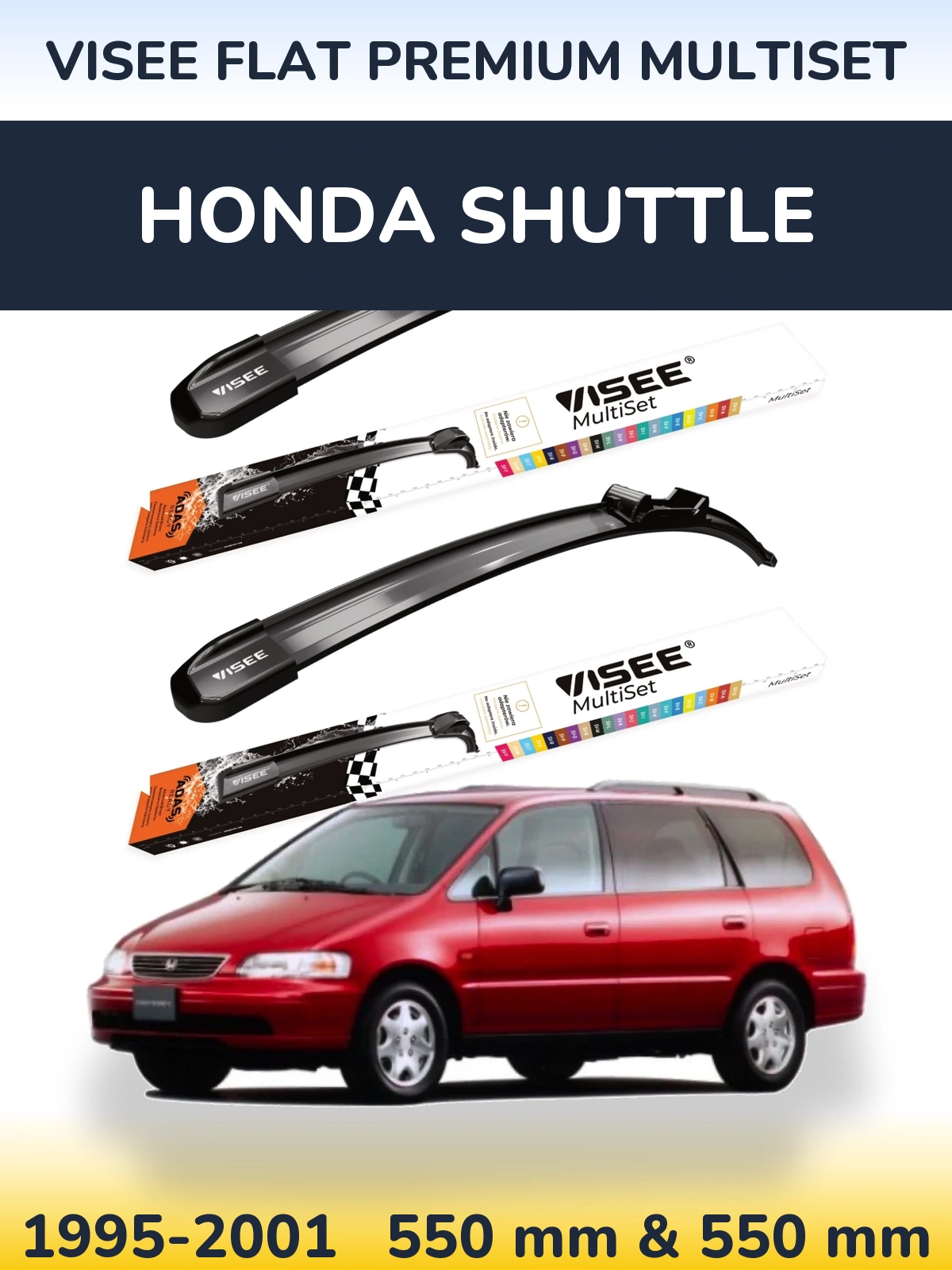 Комплект передних дворников VISEE FLAT PREMIUM MultiSet 550 & 550 мм для Honda Shuttle 1995-2001