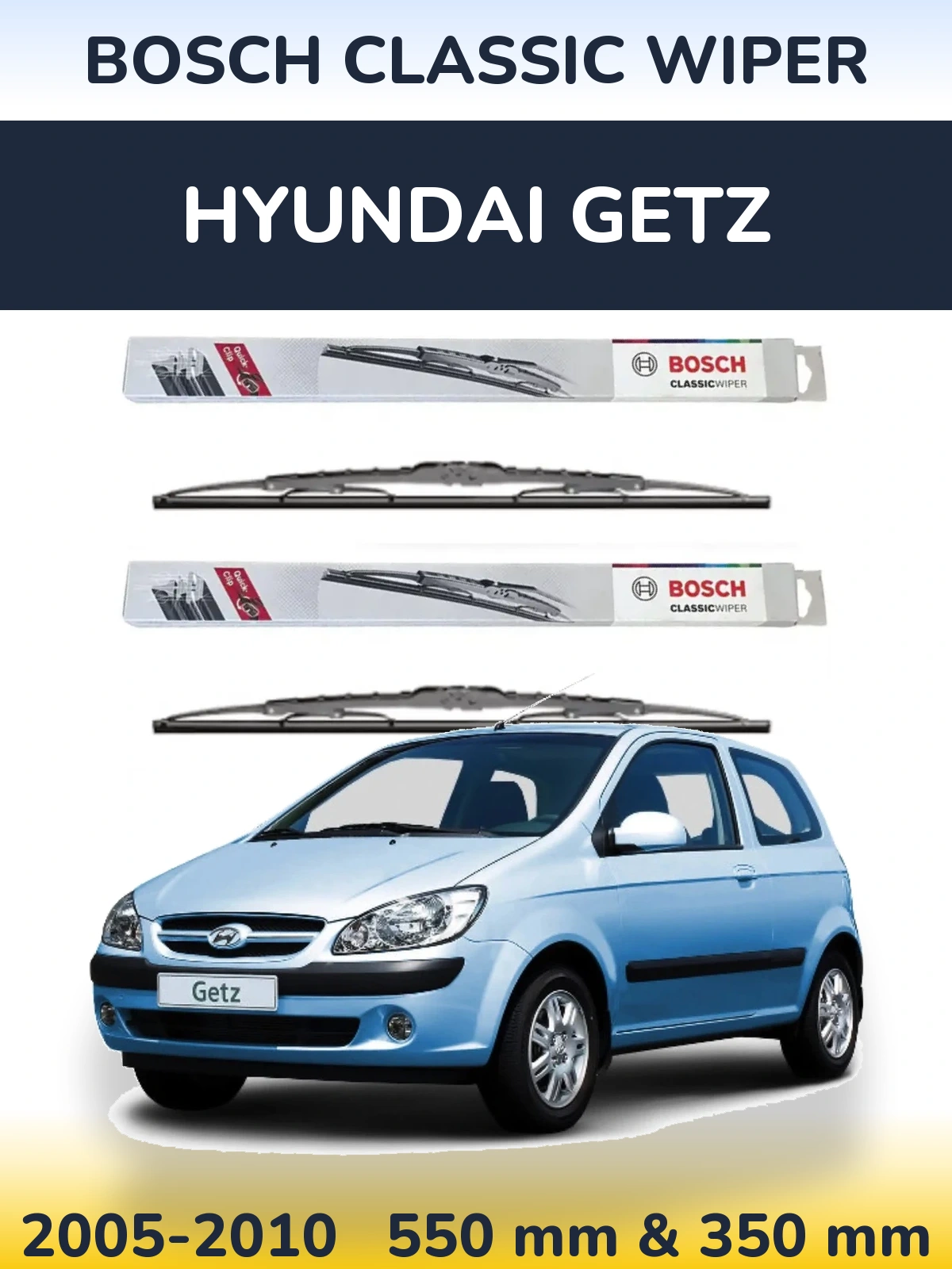 Комплект передніх щіток BOSCH Classic Wiper 550 & 340 мм для Hyundai Getz 2005-2010