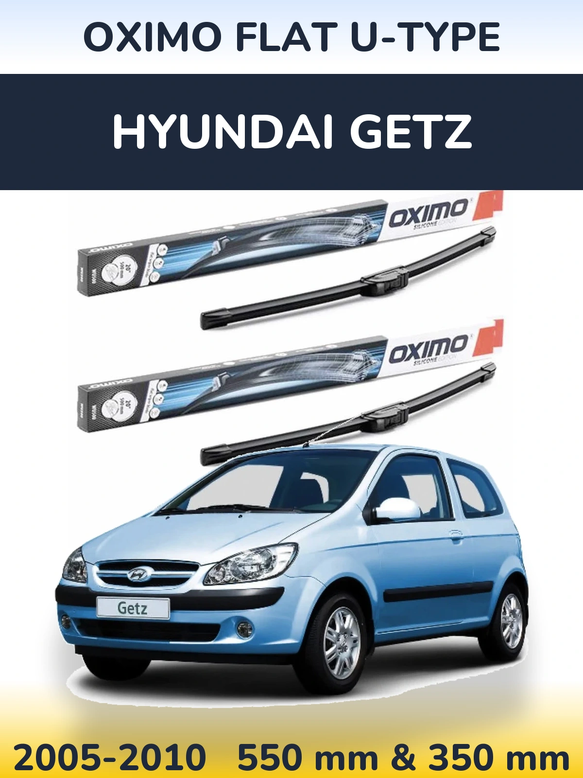 Комплект передних дворников Oximo Flat U-type 550 & 350 мм для Hyundai Getz 2005-2010