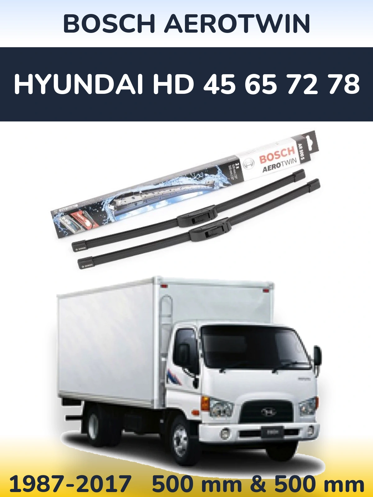 Комплект передніх щіток BOSCH AeroTwin 500 & 500 мм для Hyundai HD 45 65 72 78 1987-2017