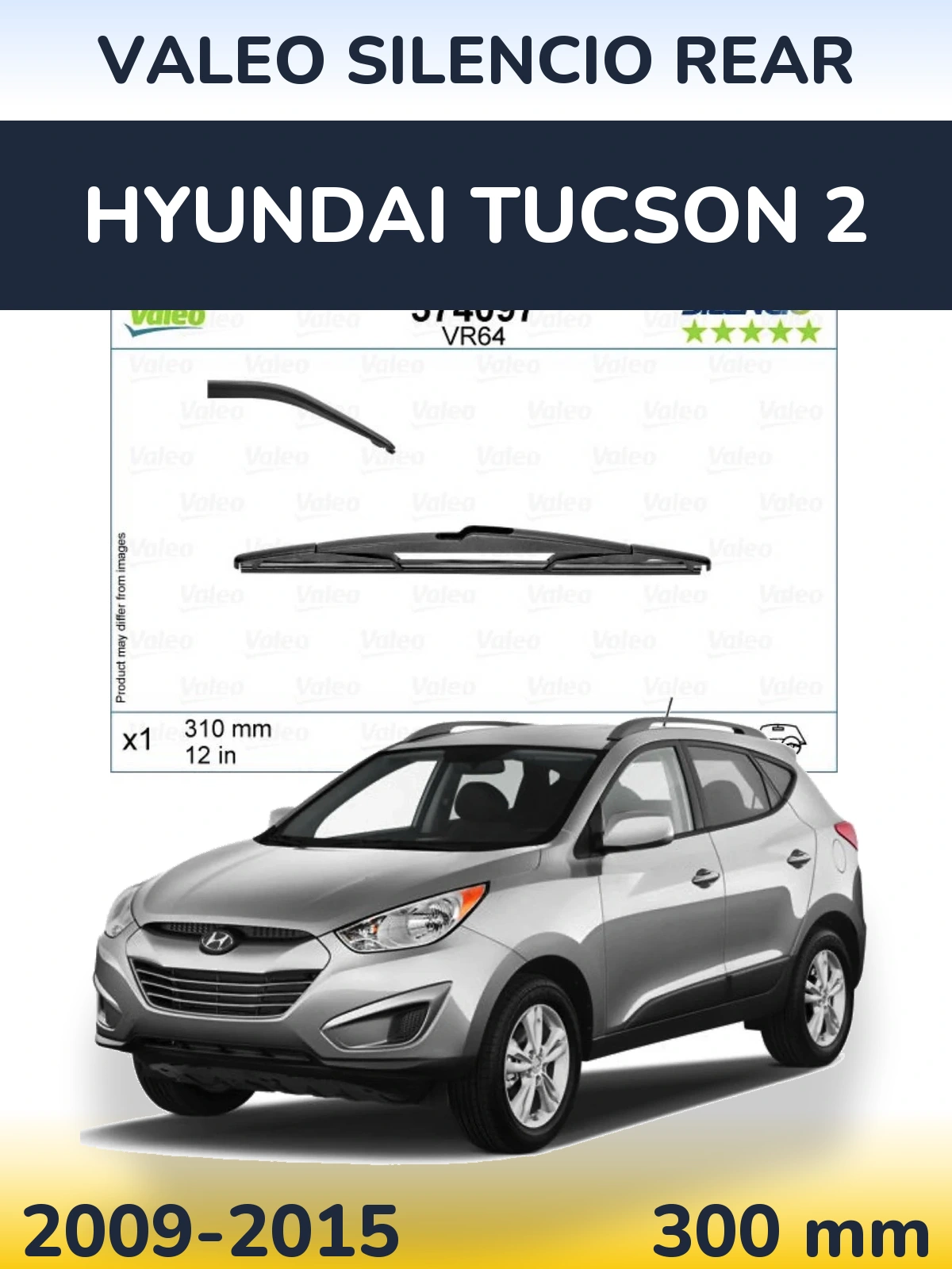 Rear wiper blade Valeo Silencio Rear 310 mm for Hyundai Tucson 2 2009-2015