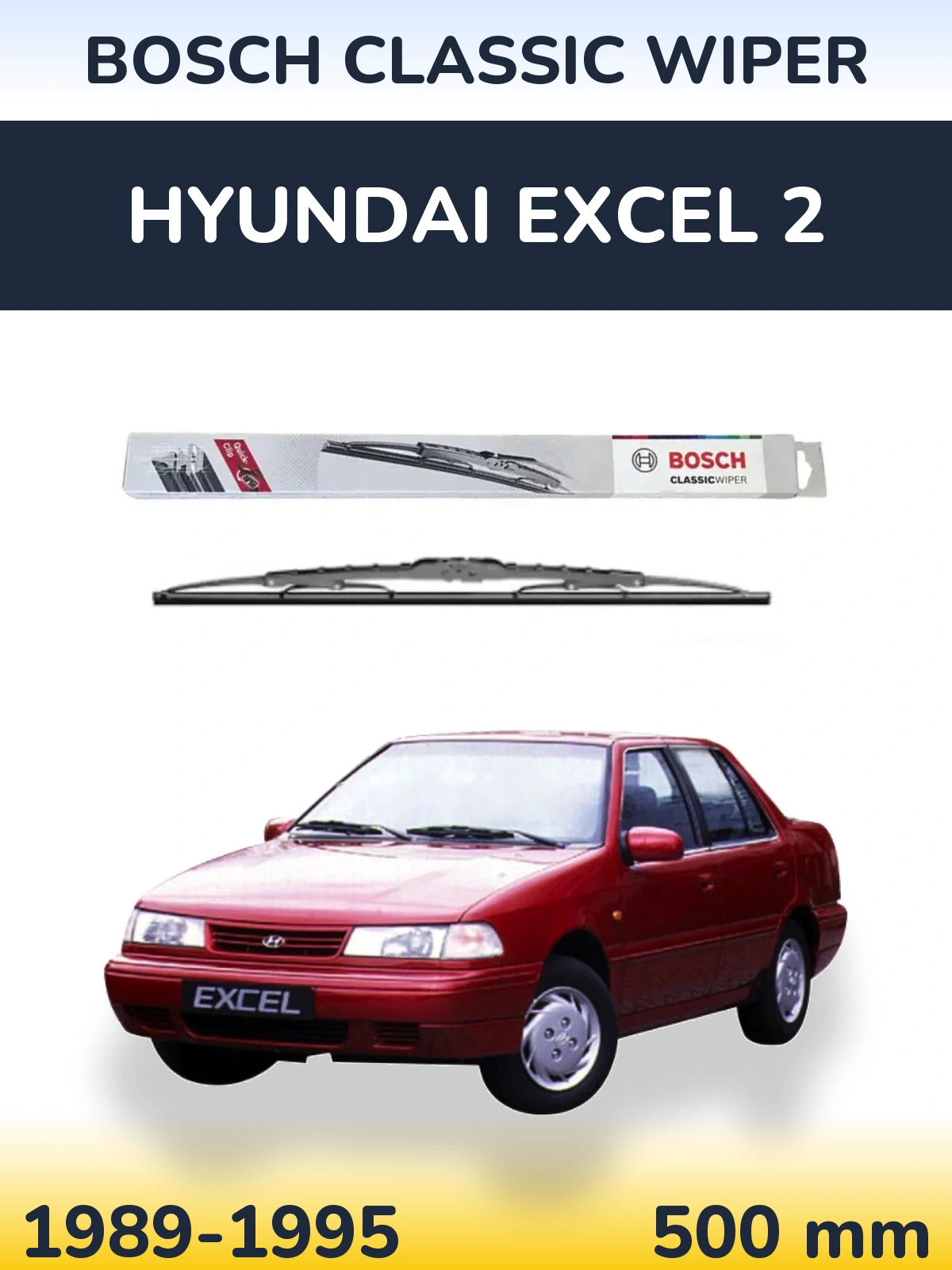 Rear wiper blade BOSCH Classic Wiper 500 mm for Hyundai Excel 2 1989-1995