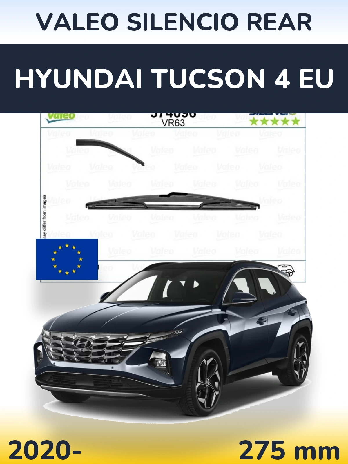 Rear wiper blade Valeo Silencio Rear 285 mm for Hyundai Tucson 4 EU 2020-2026