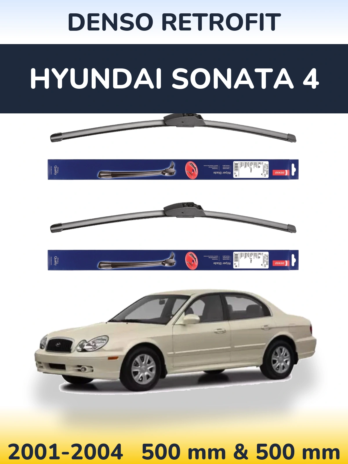 Front wiper blade set Denso Retrofit 500 & 500 mm for Hyundai Sonata 4 2001-2004