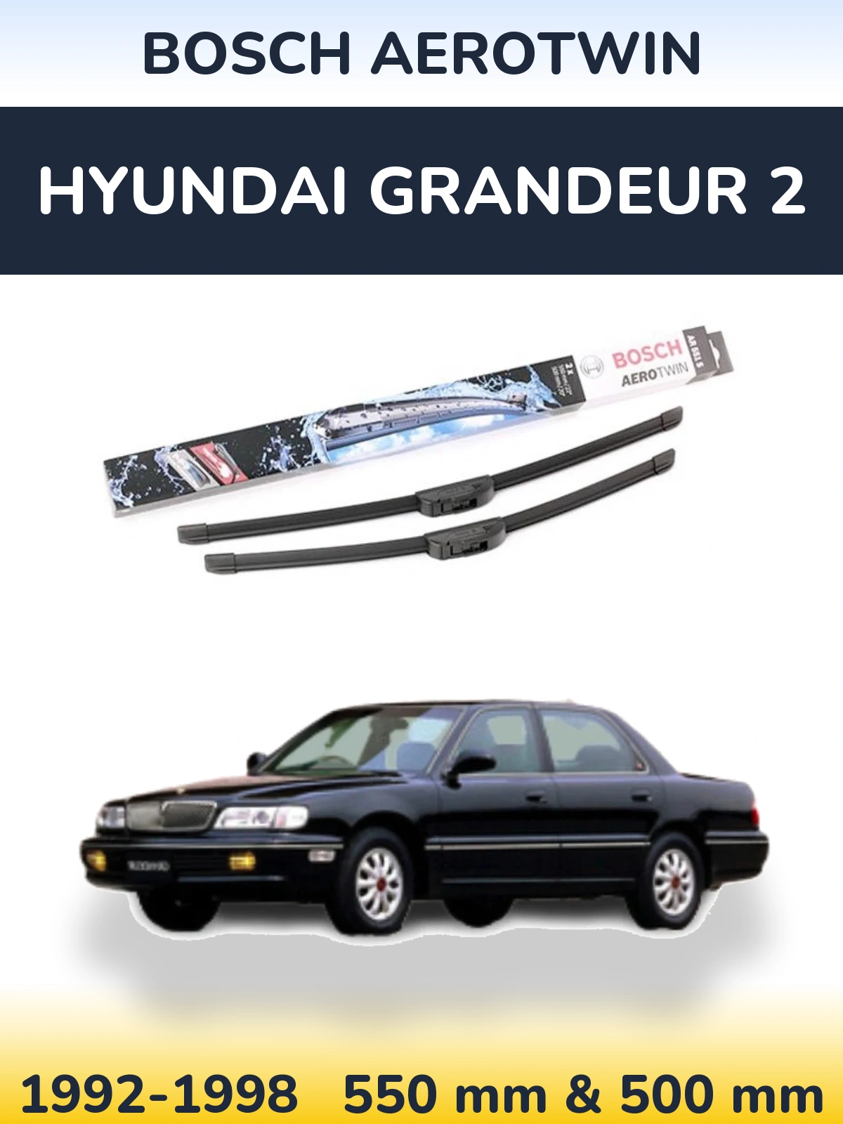 Комплект передніх щіток BOSCH AeroTwin 550 & 500 мм для Hyundai Grandeur 2 1992-1998