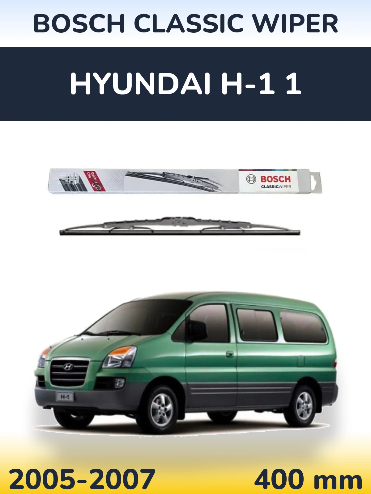 Rear wiper blade BOSCH Classic Wiper 400 mm for Hyundai H-1 1 2005-2007
