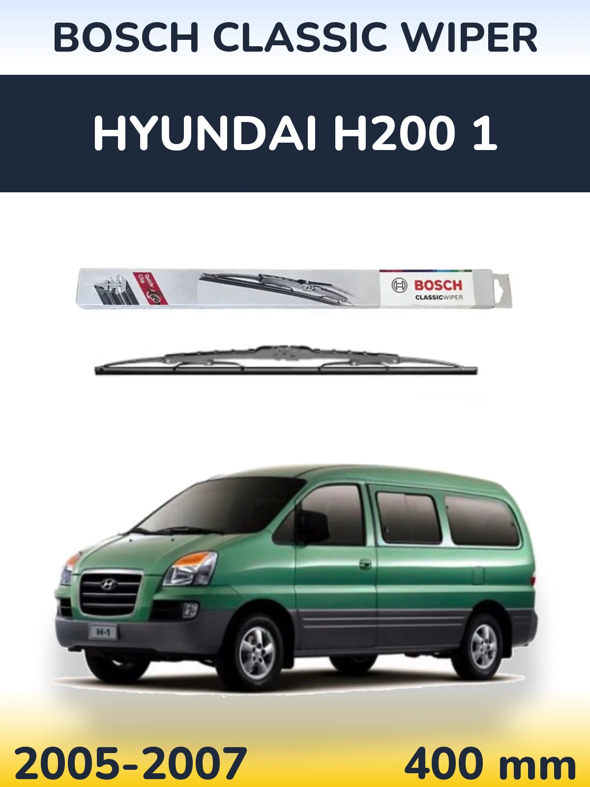 Rear wiper blade BOSCH Classic Wiper 400 mm for Hyundai H200 1 2005-2007