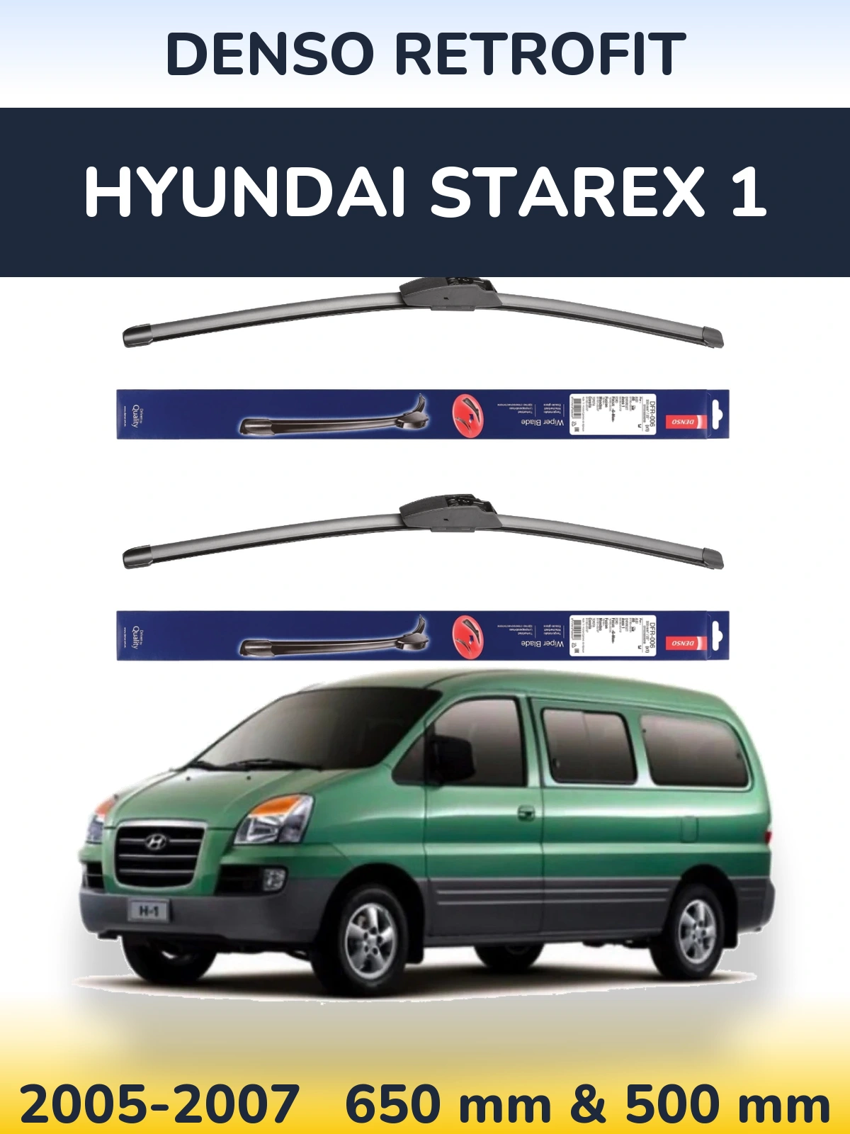 Комплект передних дворников Denso Retrofit 650 & 500 мм для Hyundai Starex 1 2005-2007