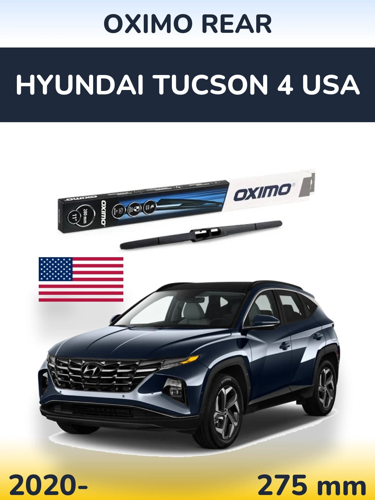 Rear wiper blade Oximo Rear 280 mm for Hyundai Tucson 4 USA 2020-2026