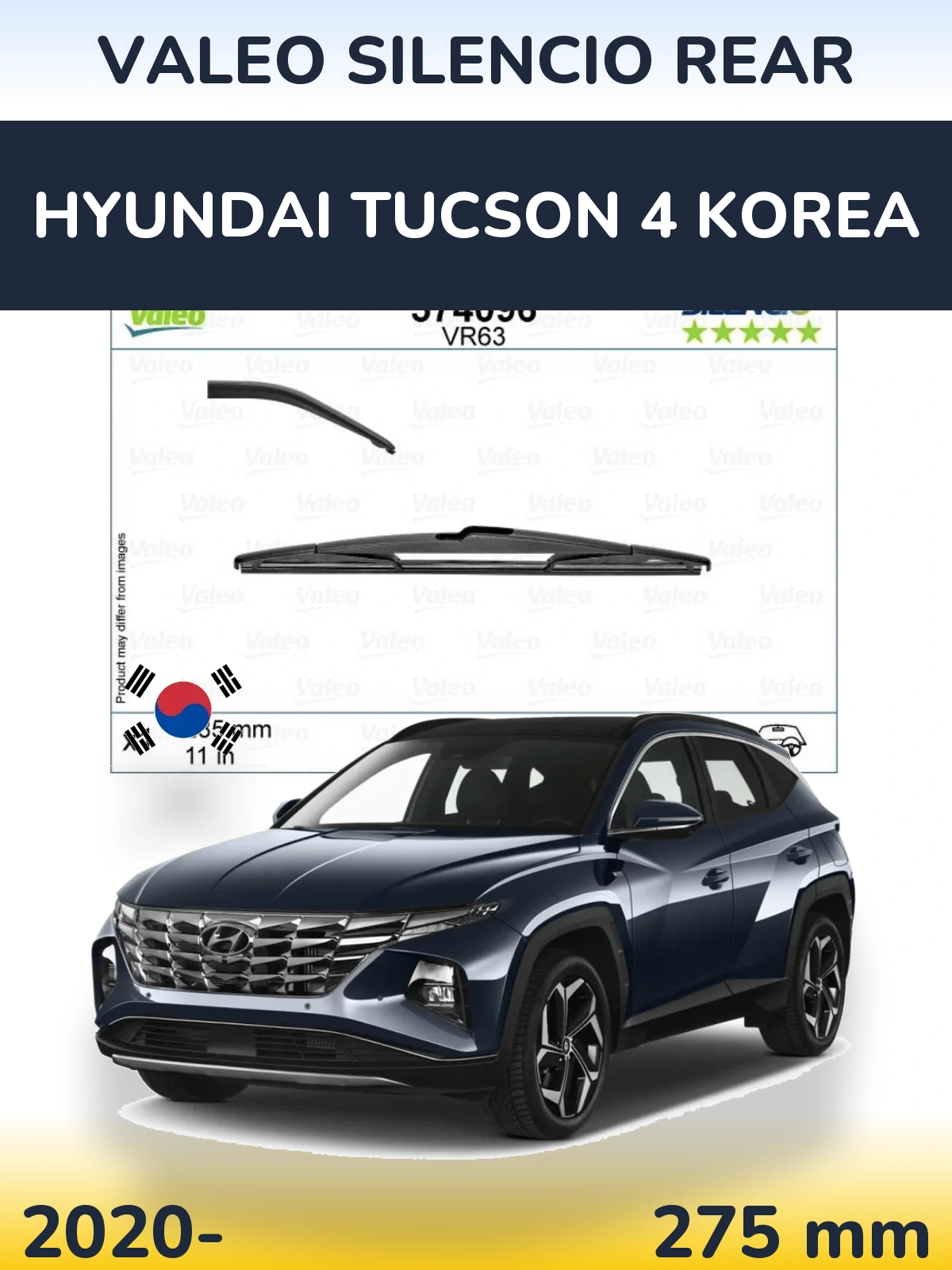 Rear wiper blade Valeo Silencio Rear 285 mm for Hyundai Tucson 4 Korea 2020-2026