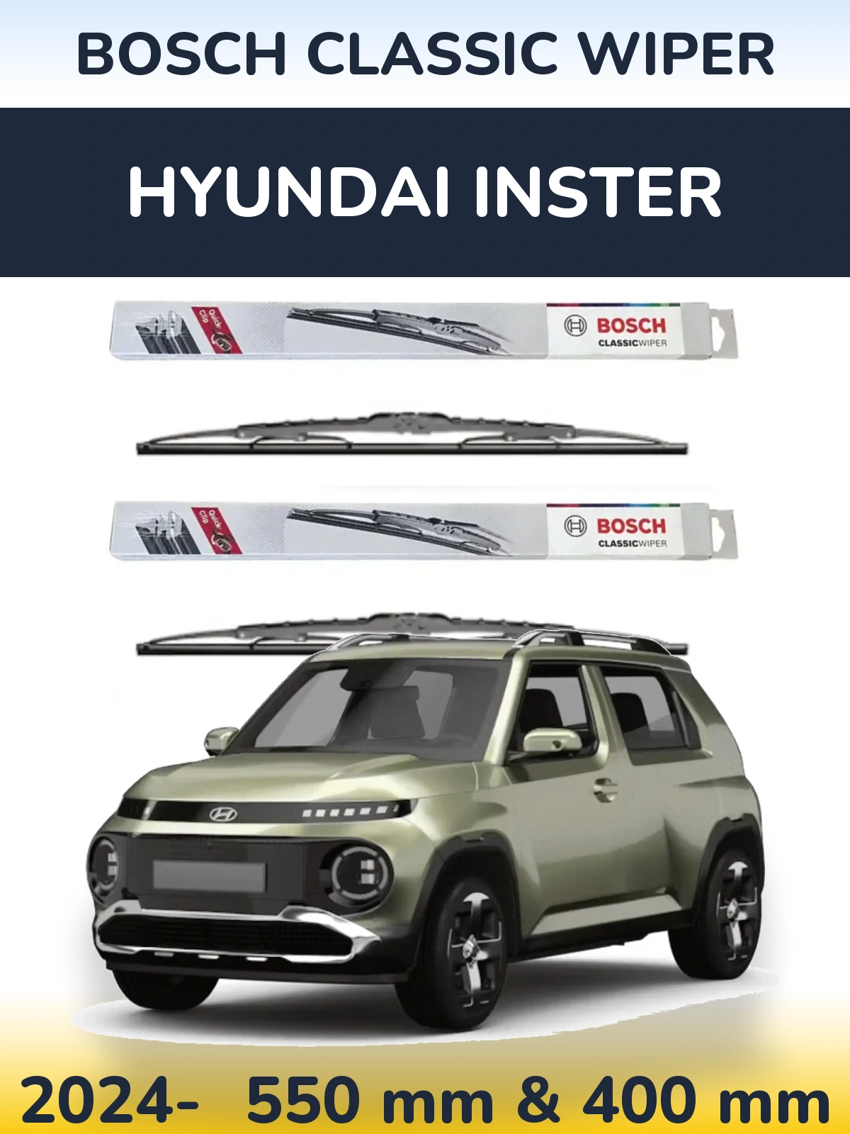 Комплект передніх щіток BOSCH Classic Wiper 550 & 400 мм для Hyundai Inster 2024-2026