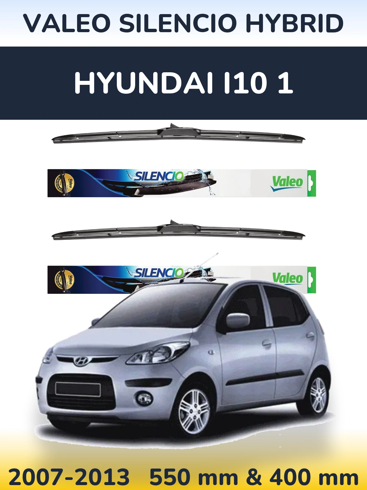 Комплект передних дворников Valeo Silencio Hybrid 550 & 400 мм для Hyundai i10 1 2007-2013
