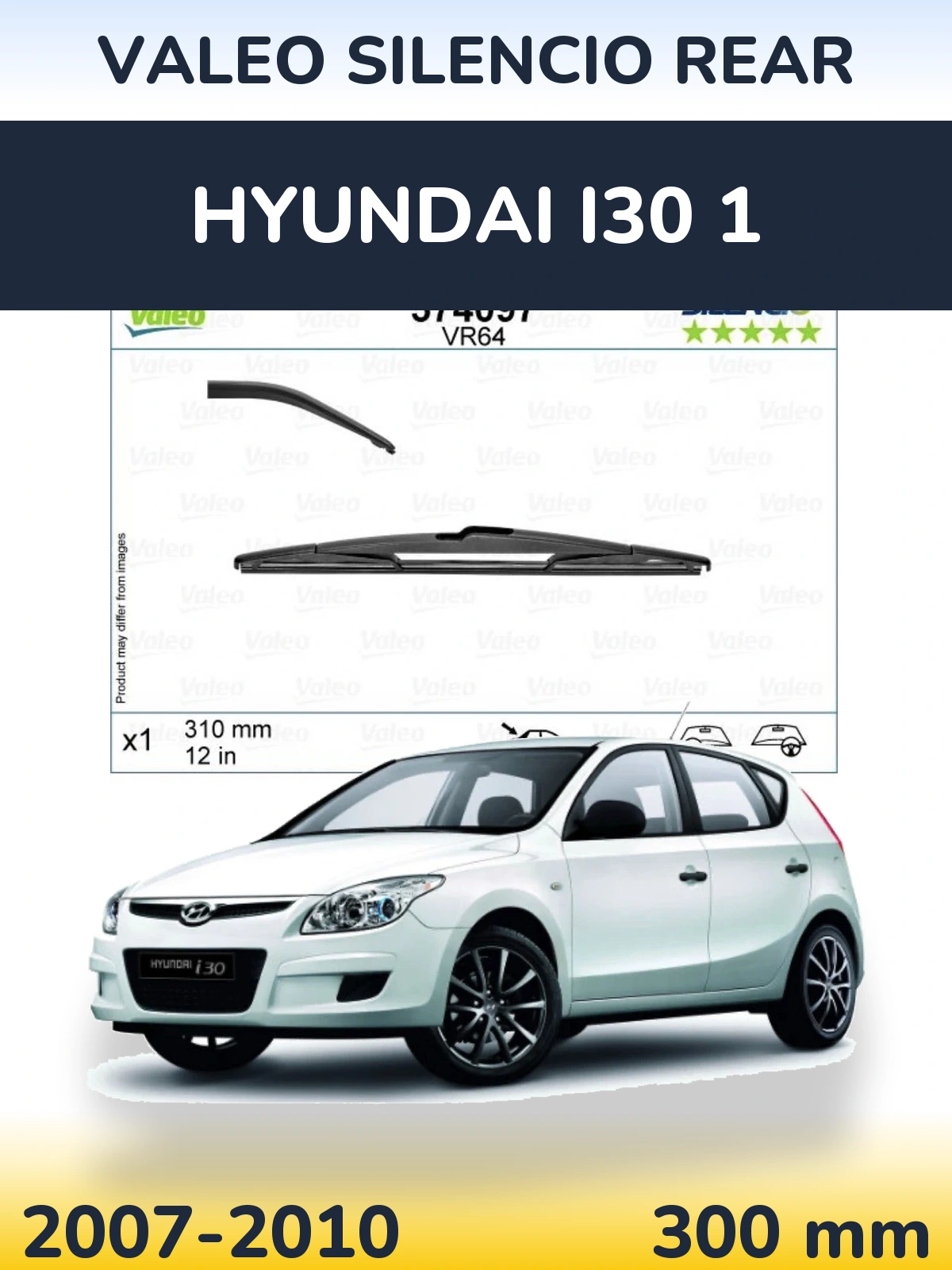 Rear wiper blade Valeo Silencio Rear 310 mm for Hyundai i30 1 2007-2010