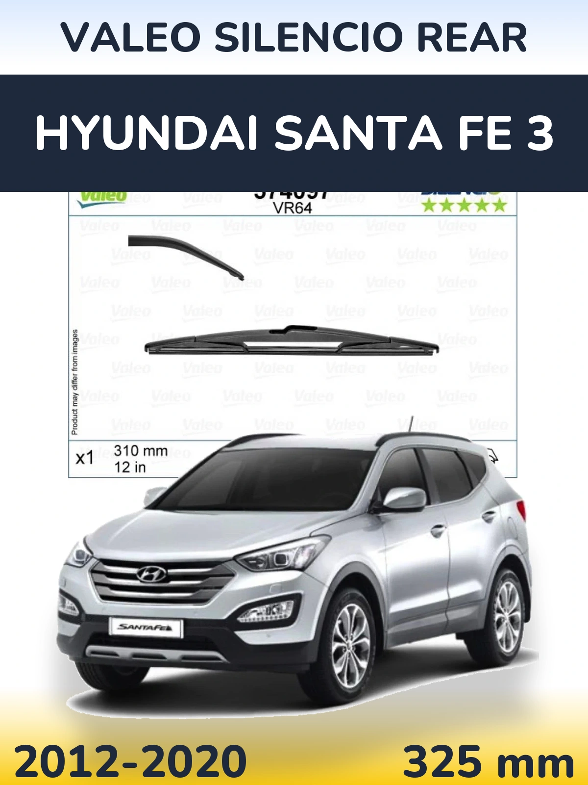Rear wiper blade Valeo Silencio Rear 310 mm for Hyundai Santa Fe 3 2012-2020