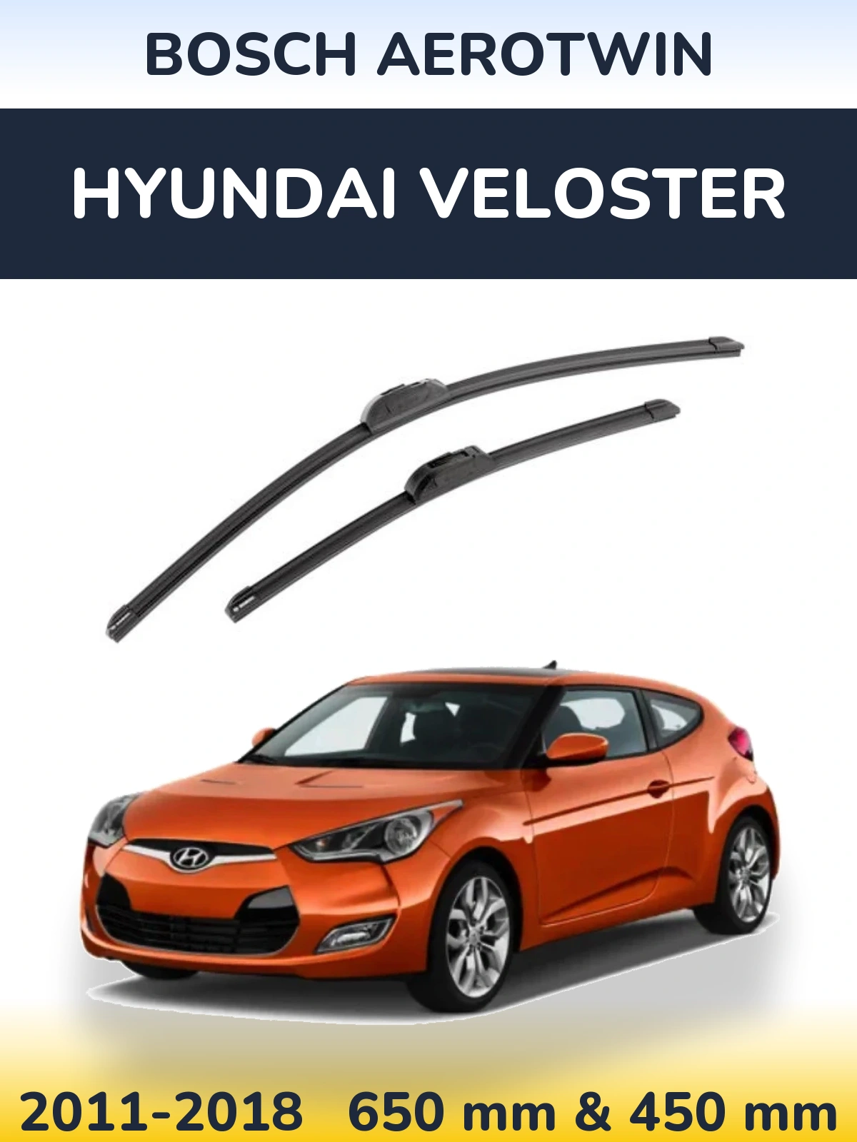 Комплект передніх щіток BOSCH AeroTwin 650 & 450 мм для Hyundai Veloster 2011-2018