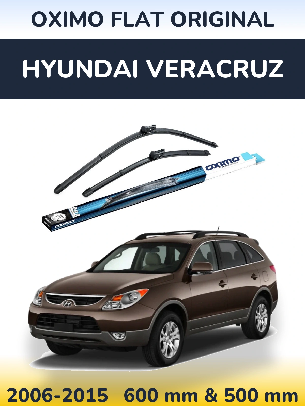 Front wiper blade set Oximo Flat Original 600 & 500 mm for Hyundai Veracruz 2006-2015