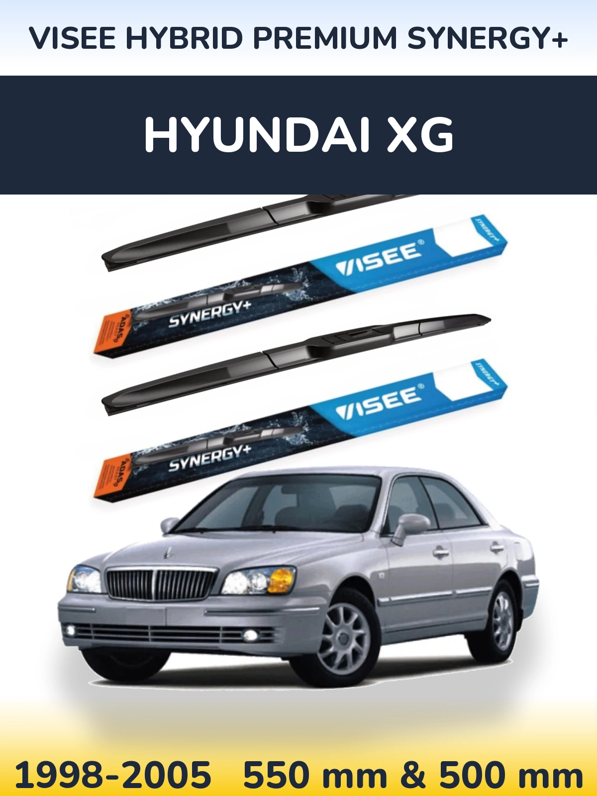 Комплект передніх щіток VISEE HYBRID PREMIUM SYNERGY+ 550 & 500 мм для Hyundai XG 1998-2005