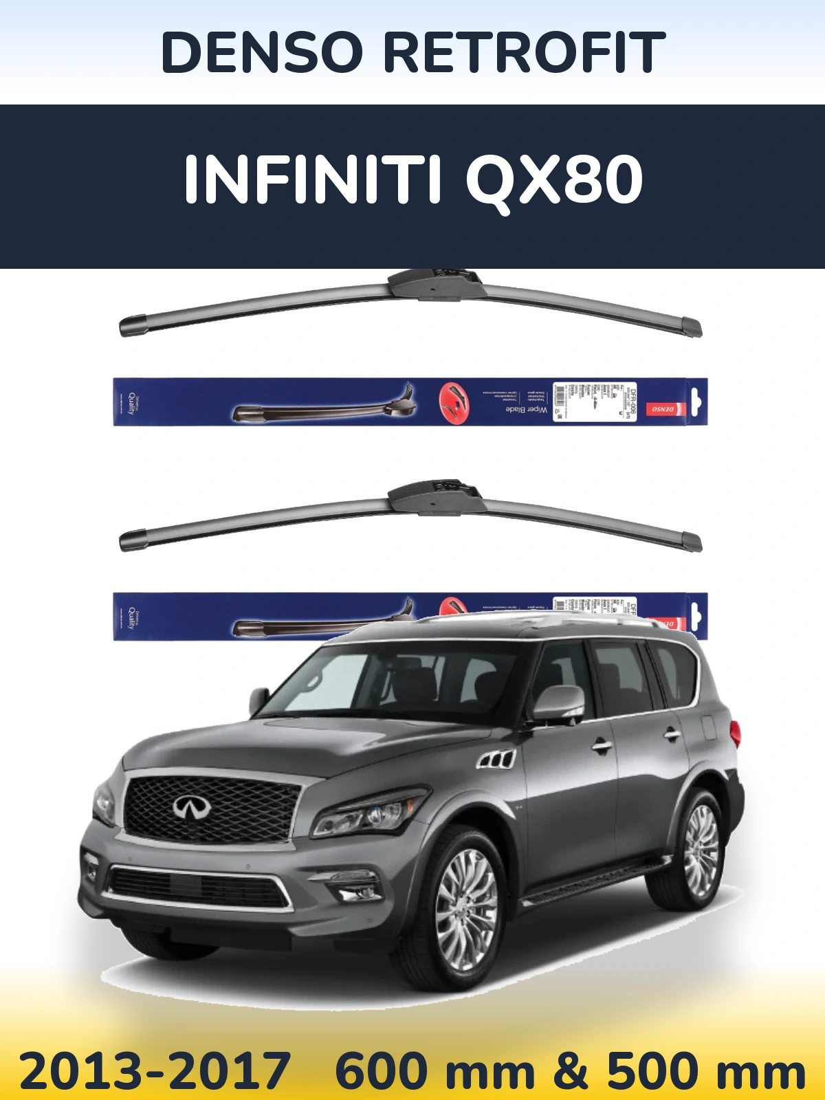 Комплект передних дворников Denso Retrofit 600 & 500 мм для Infiniti QX80 2013-2017