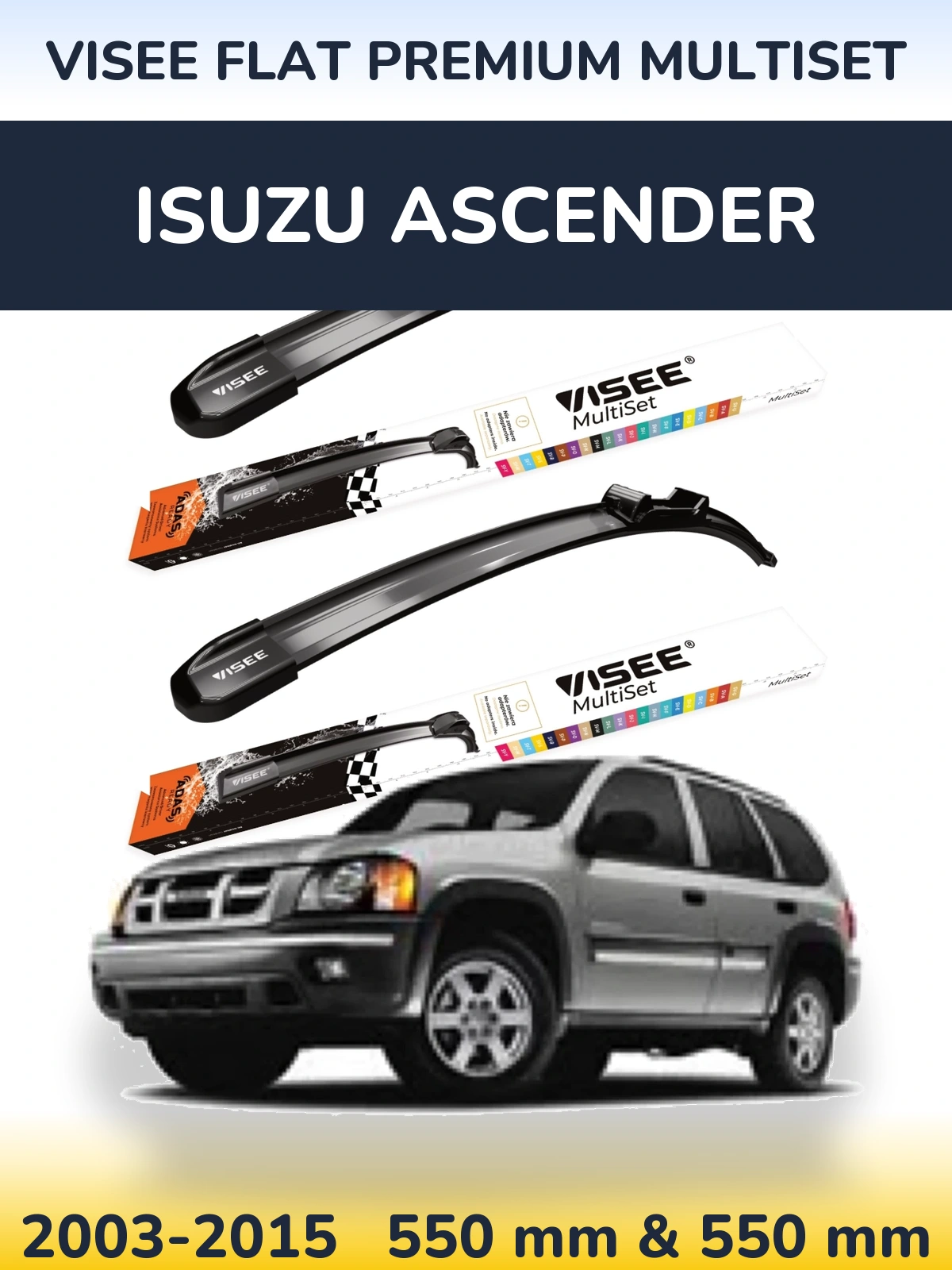 Комплект передніх щіток VISEE FLAT PREMIUM MultiSet 550 & 550 мм для Isuzu Ascender 2003-2015