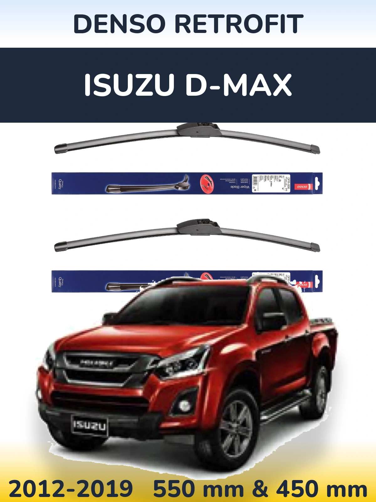 Комплект передних дворников Denso Retrofit 550 & 450 мм для Isuzu D-Max 2012-2019