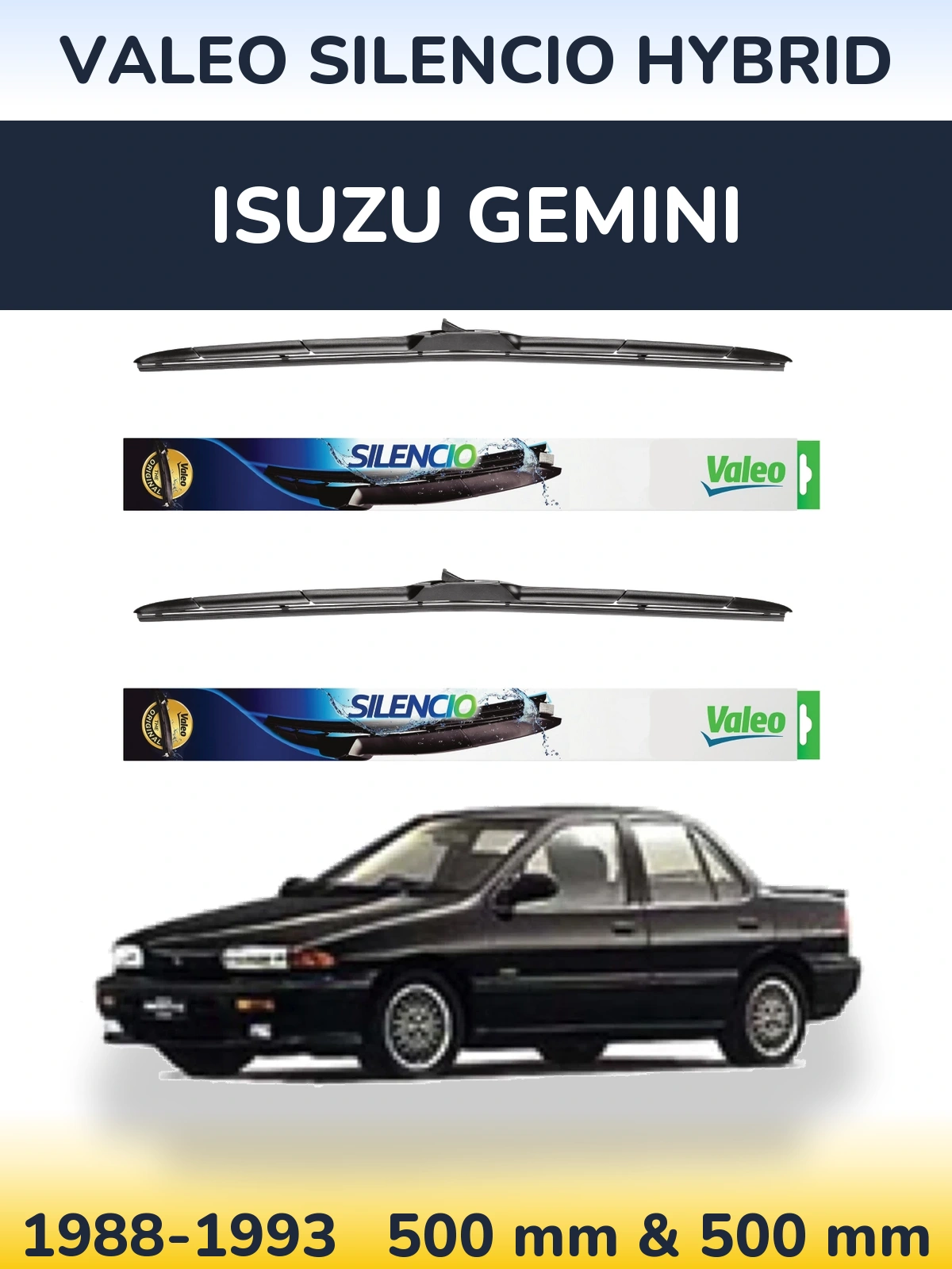 Комплект передних дворников Valeo Silencio Hybrid 500 & 500 мм для Isuzu Gemini 1988-1993