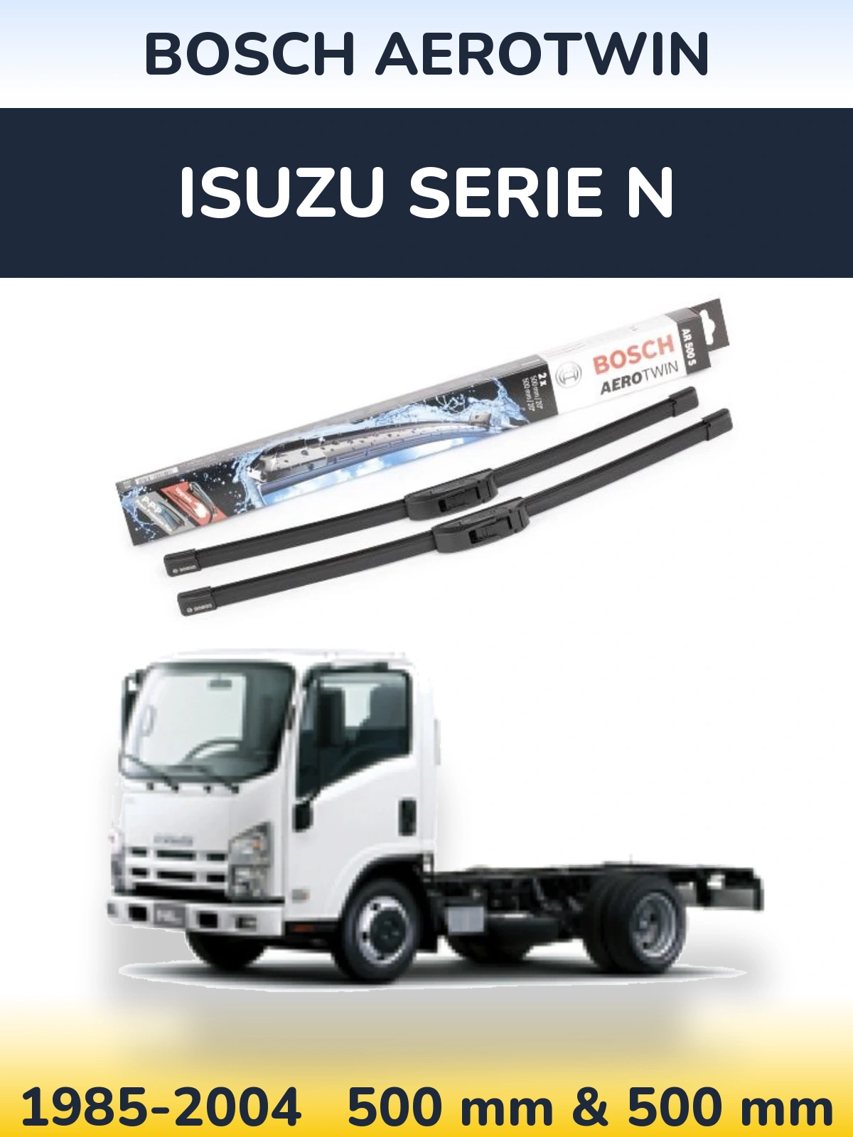 Комплект передніх щіток BOSCH AeroTwin 500 & 500 мм для Isuzu Serie N 1985-2004