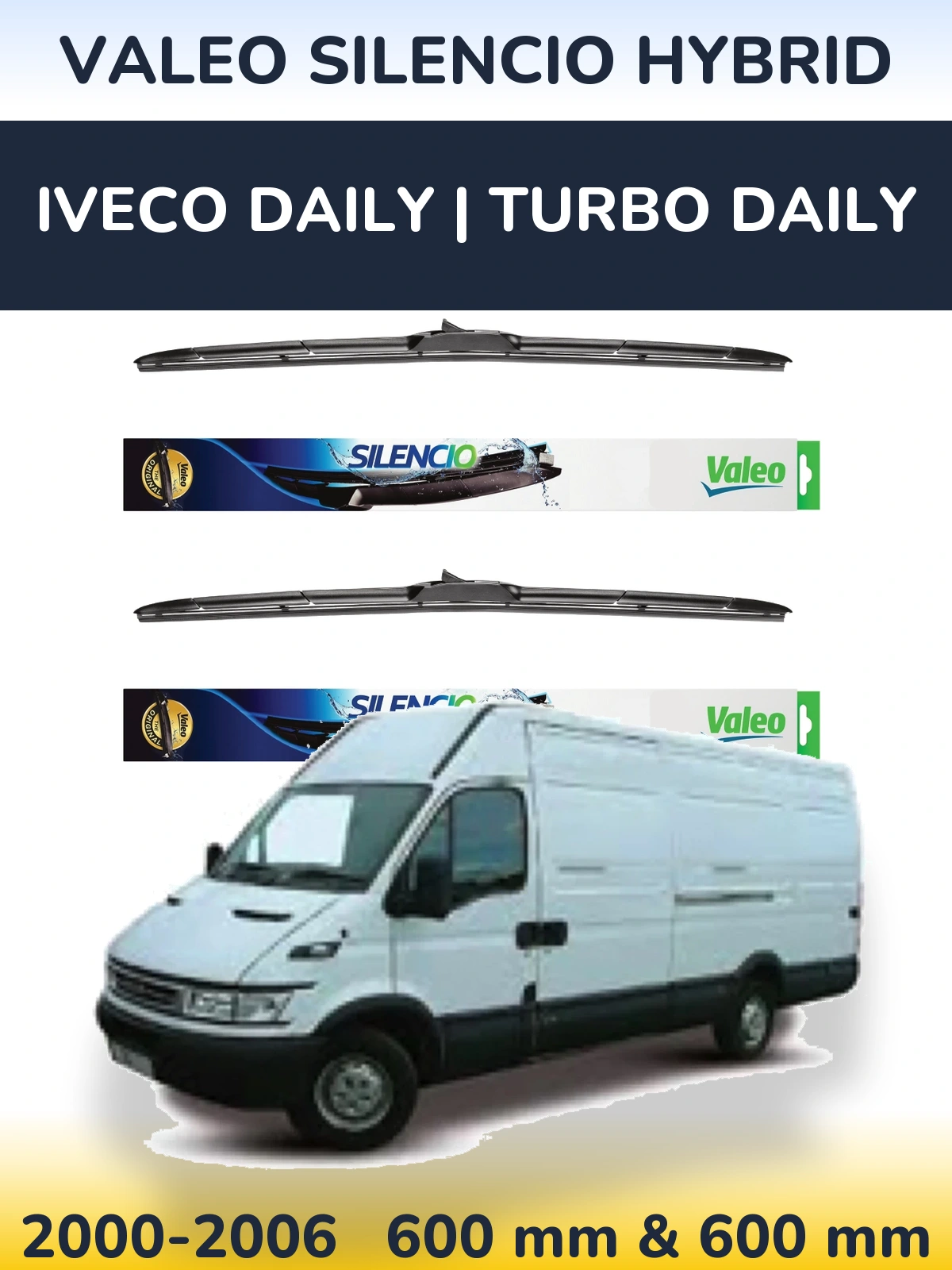 Комплект передніх щіток Valeo Silencio Hybrid 600 & 600 мм для Iveco Daily | Turbo Daily 2000-2006